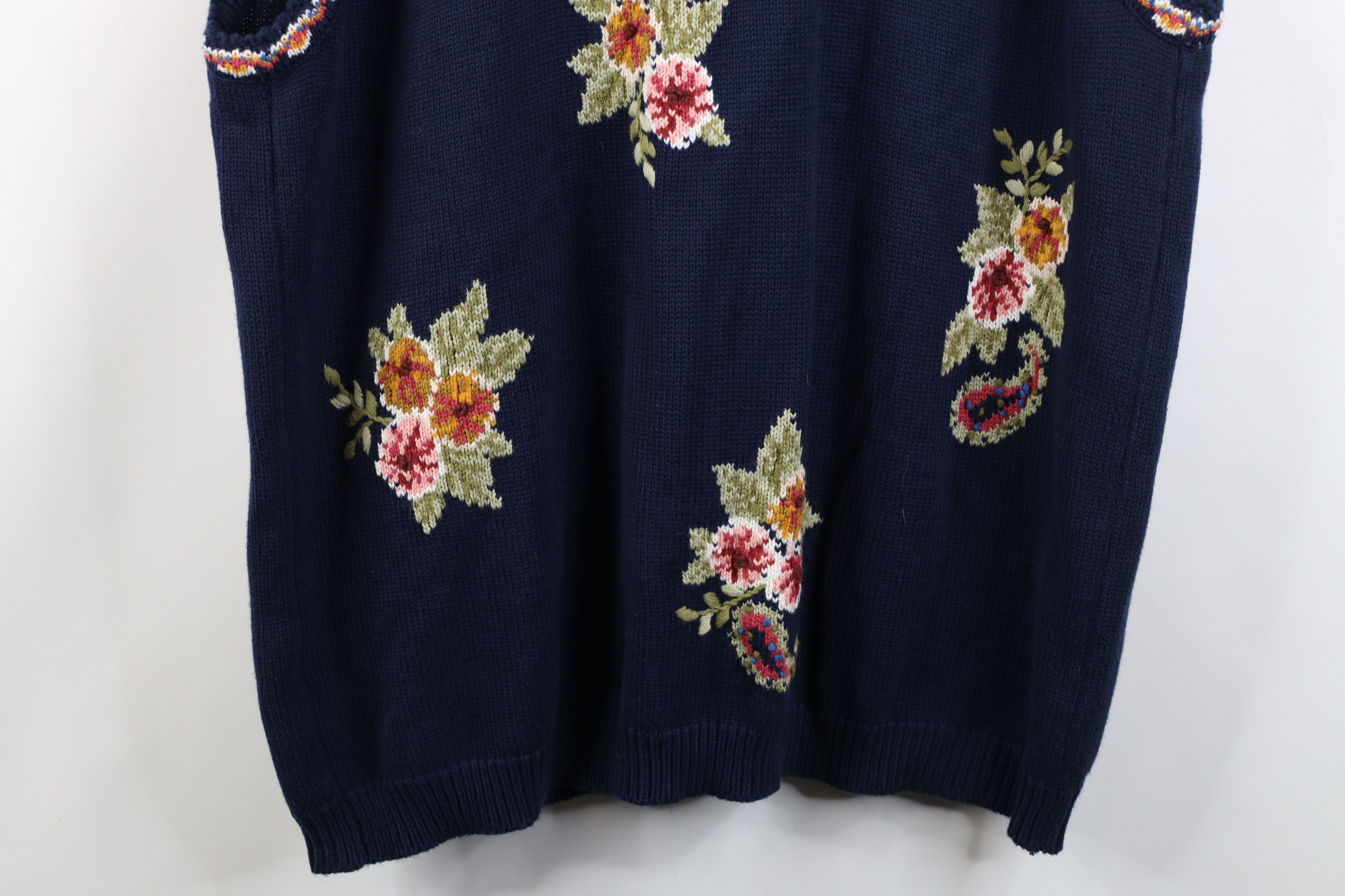 Vintage Vintage 90s Streetwear Flower Paisley Knit Sweater Vest Size XXL / US 16-18 / IT 52-54 - 11 Thumbnail