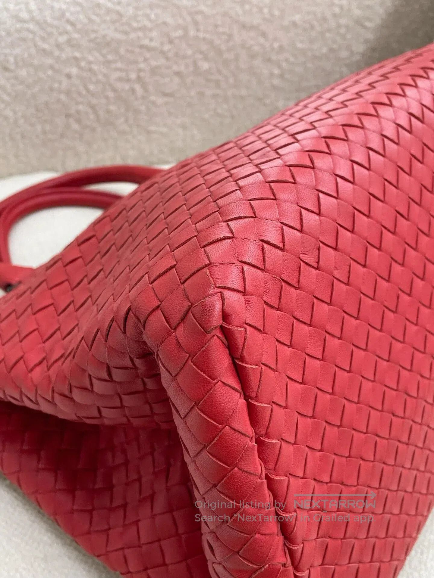 Bottega Veneta BV Red Woven Leather Large Handbag. Size ONE SIZE - 6 Thumbnail