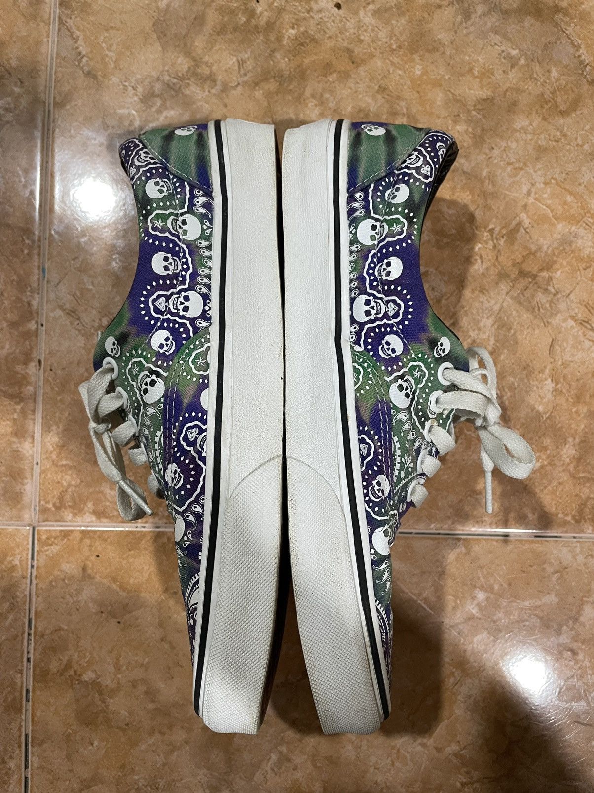 Flip Skateboards × Vans Vans Era Bandana Skull Print Green Purple - Rare Size US 7 / EU 40 - 2 Thumbnail