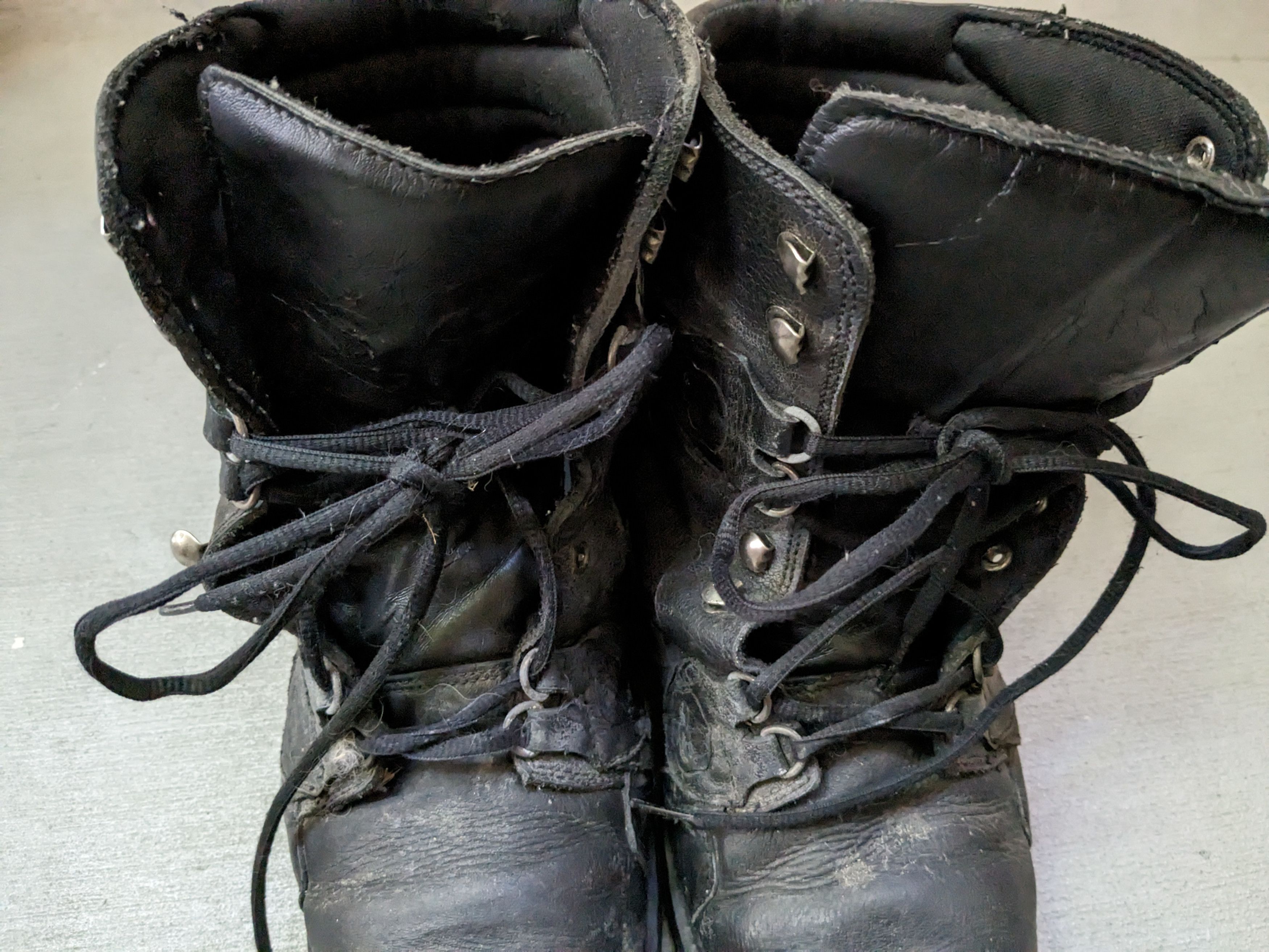 Genuine Leather Vintage Boots Black Size 10 Leather Biker Chunky Lace Up Size US 10 / EU 43 - 4 Thumbnail