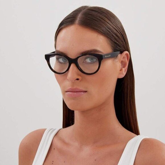 Gucci Gucci GG1590O 004 Eyeglasses Grey Crystal on Black 52mm Size ONE SIZE - 2 Thumbnail