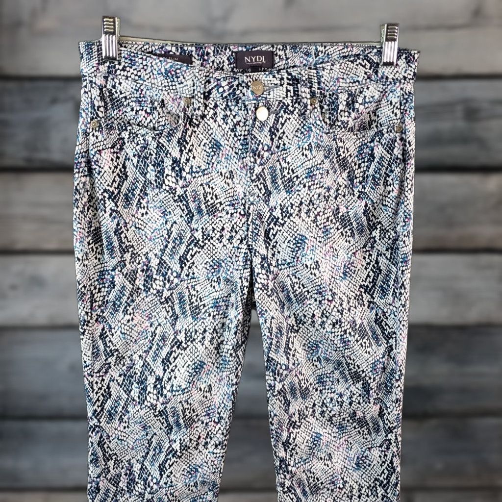 NYDJ NYDJ Womens Sheri Slim Cropped Jeans Sz 6 Blue Mid Rise Cropped Jeans Womens Purple Animal Print Nydj Sheri 26 Inseam 6 Women Size 28" / US 6 / IT 42 - 1 Thumbnail