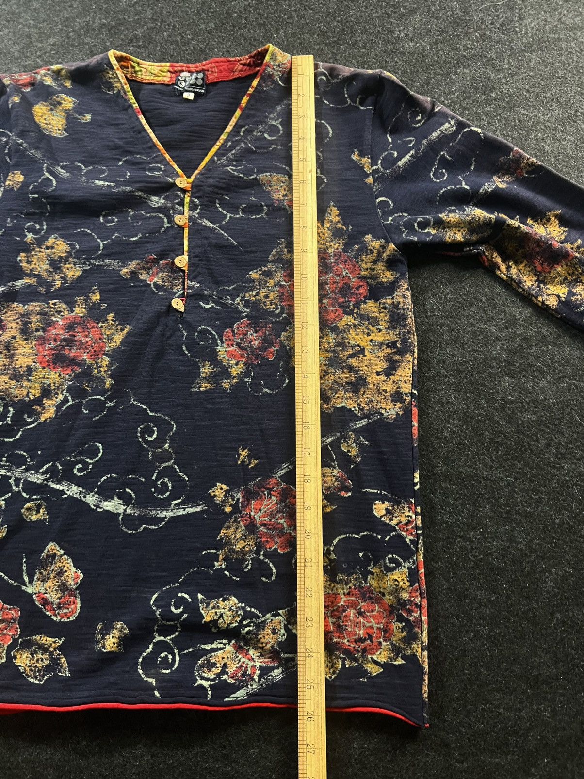Japanese Brand Takeo kikuchi sz s/l tattoo floral henley tee Size US S / EU 44-46 / 1 - 6 Thumbnail