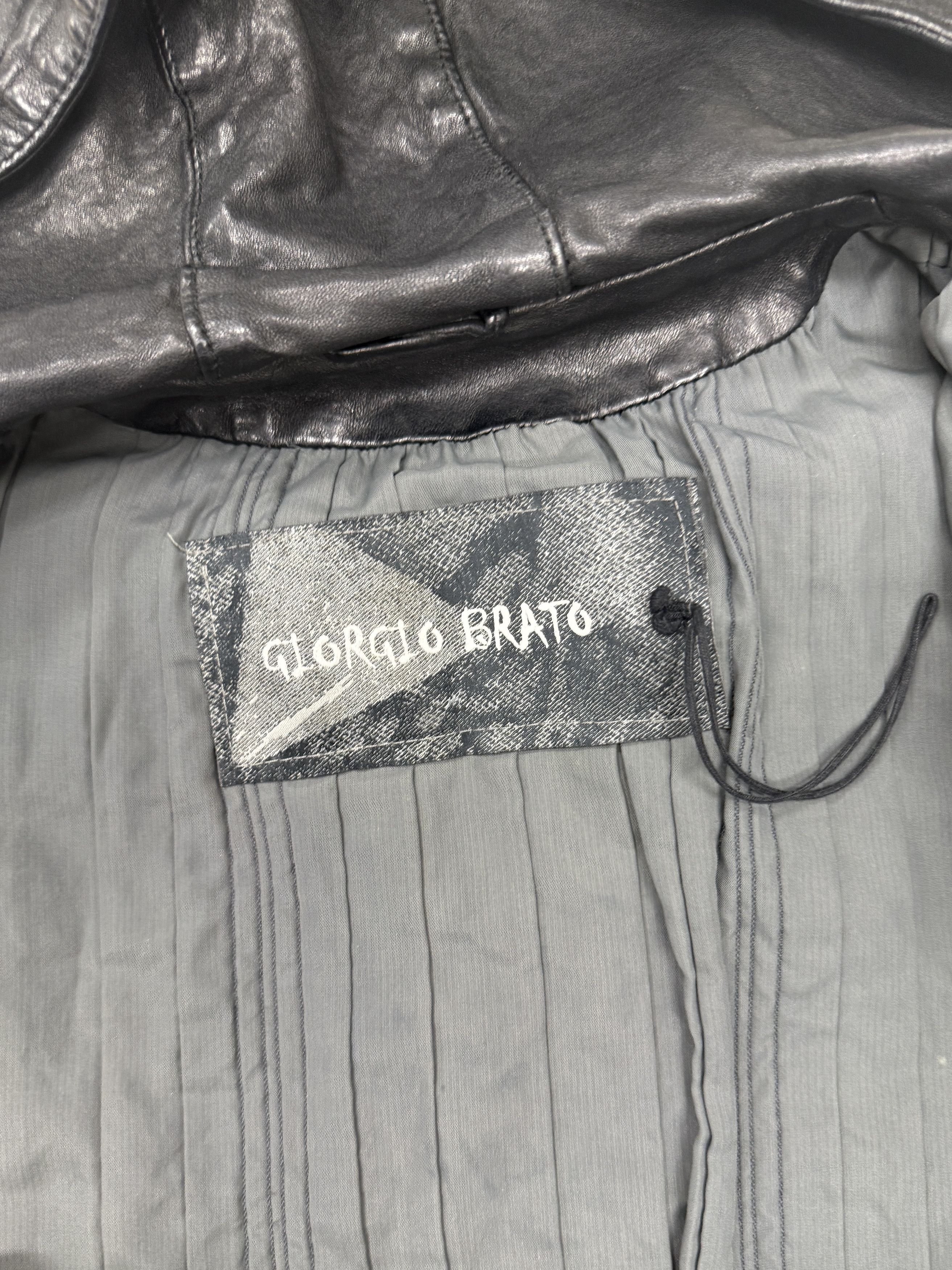 Giorgio Brato Giorgio Brato High-Neck Hooded Lamb Leather Jacket Size US XS / EU 42 / 0 - 4 Thumbnail
