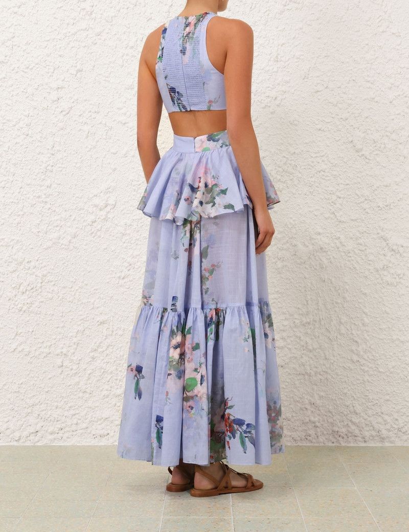 Zimmermann oc11z0126 Everley Draped Bow Midi Dress in Multicolor Size M / US 6-8 / IT 42-44 - 4 Thumbnail