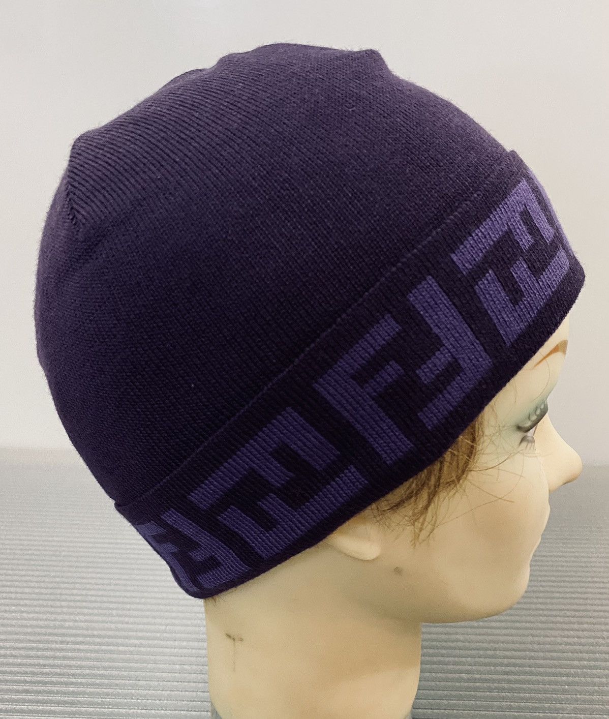Fendi Fendi 🇮🇹 Mauve Purple Wool FF Beanie Skullcap unisex NEW Size ONE SIZE - 6 Thumbnail
