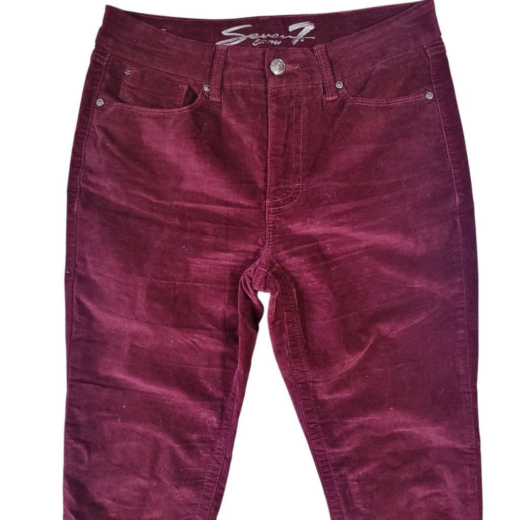 Seven 7 Seven 7 Tummyless High Rise Skinny Red Velvet Pants 10 Women Size 32" / US 10 / IT 46 - 6 Thumbnail