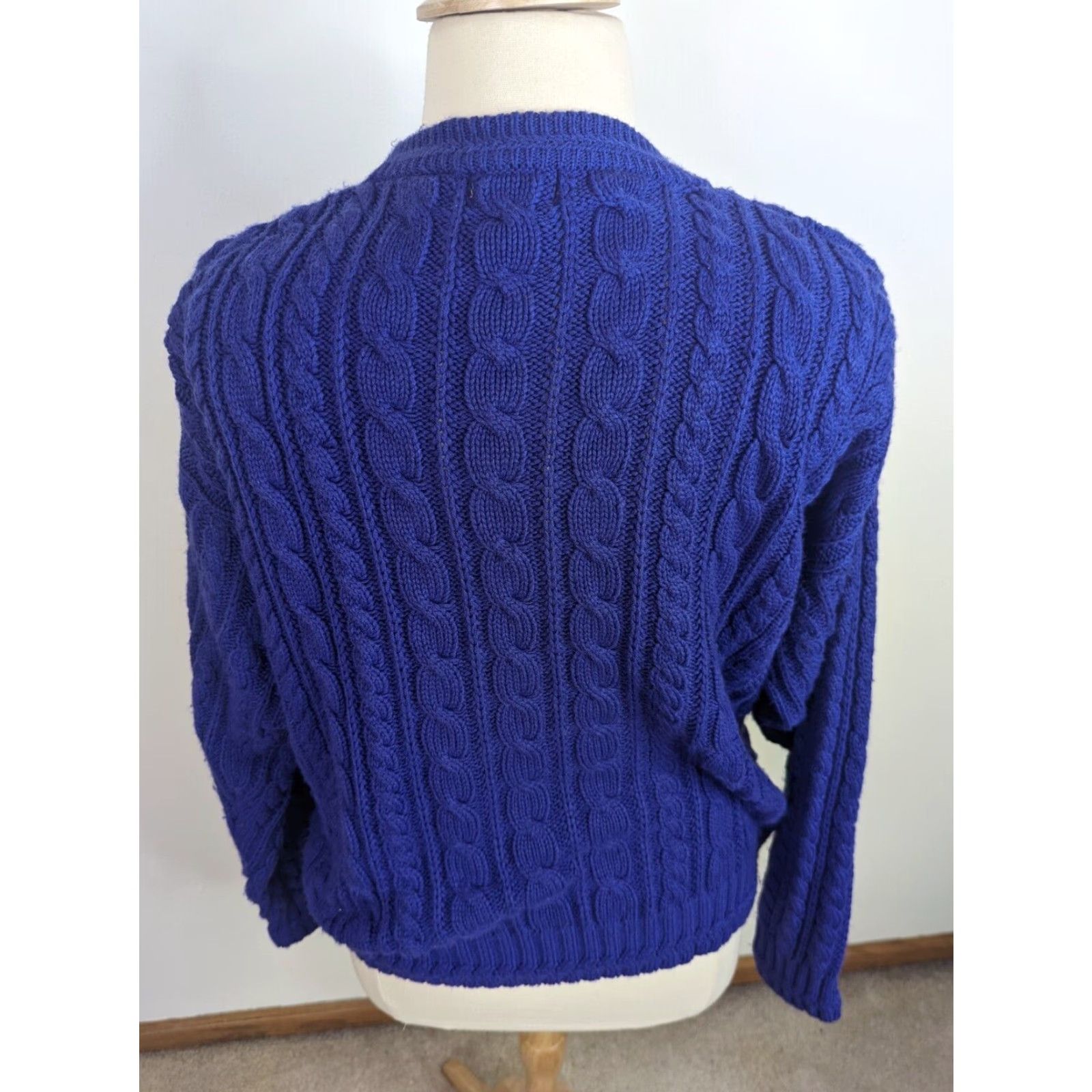 Vintage VINTAGE 90s Cable Knit Sweater Women's Large Purple Chunky Relaxed S8 Fisherman Size L / US 10 / IT 46 - 3 Thumbnail