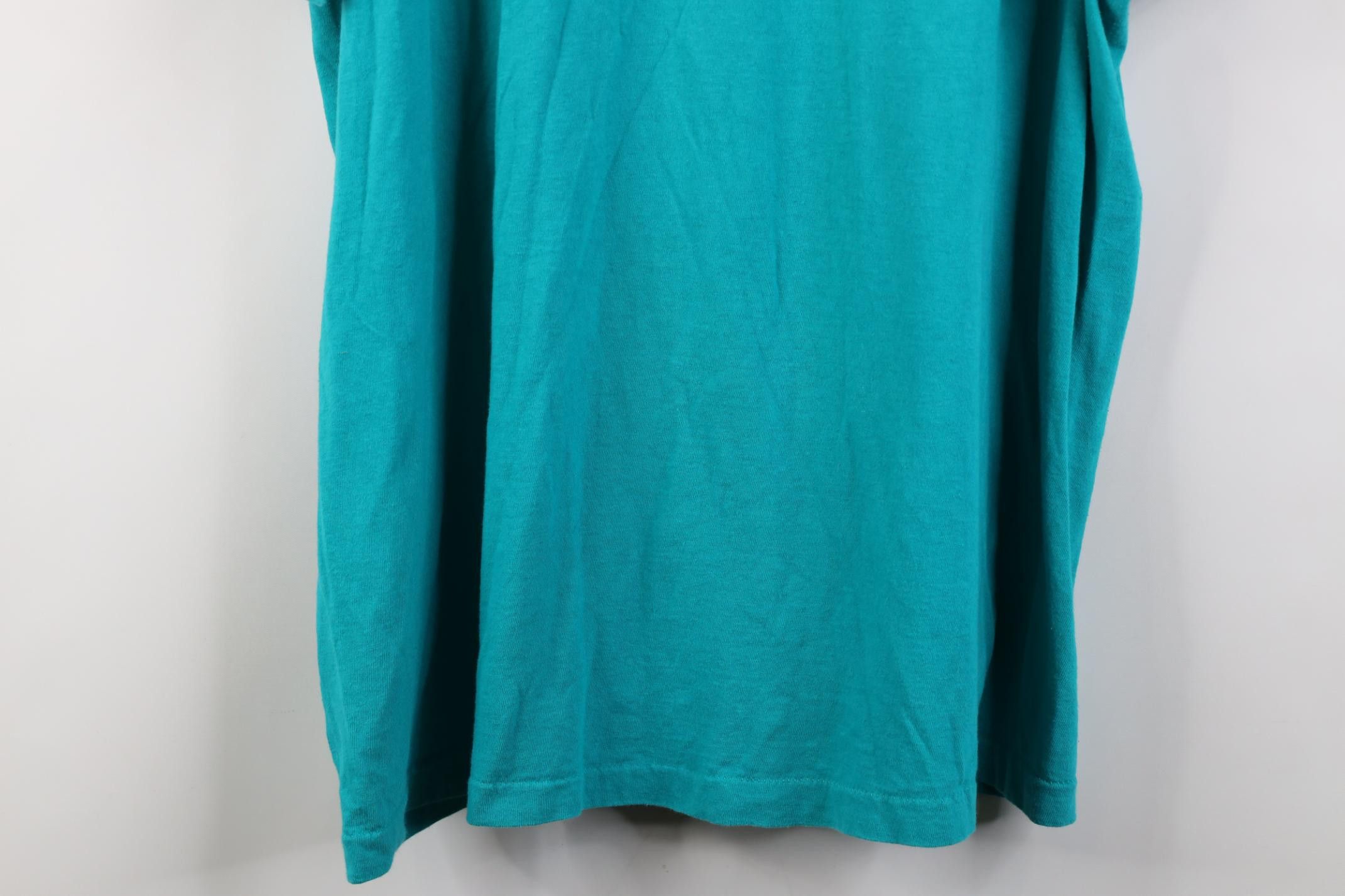 Vintage Vintage 90s Streetwear Blank Cotton Pocket T-Shirt Teal USA Size US XL / EU 56 / 4 - 13 Thumbnail