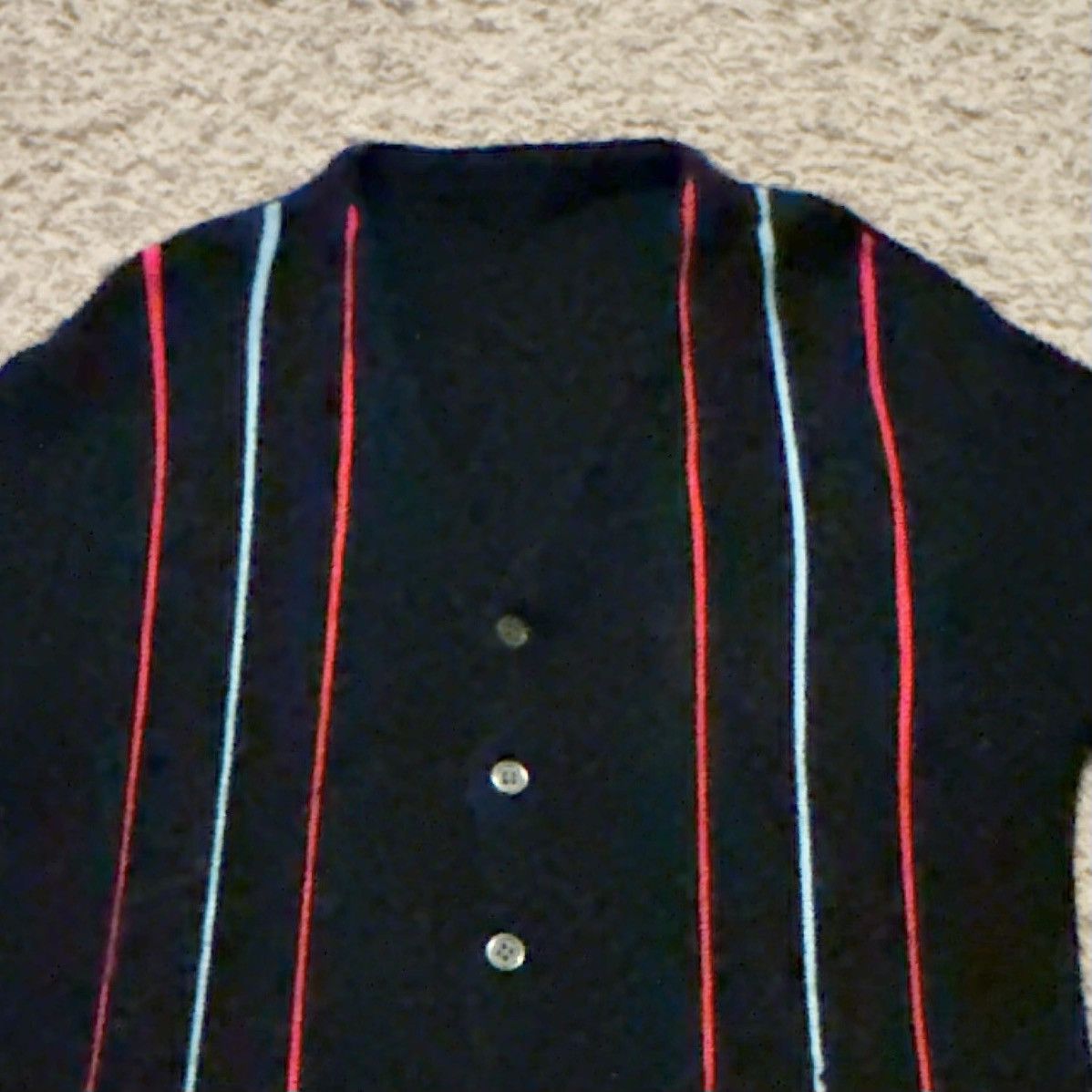 Vintage VINTAGE 60s BLACK WITH STRIPE CARDIGAN! Size US S / EU 44-46 / 1 - 6 Thumbnail