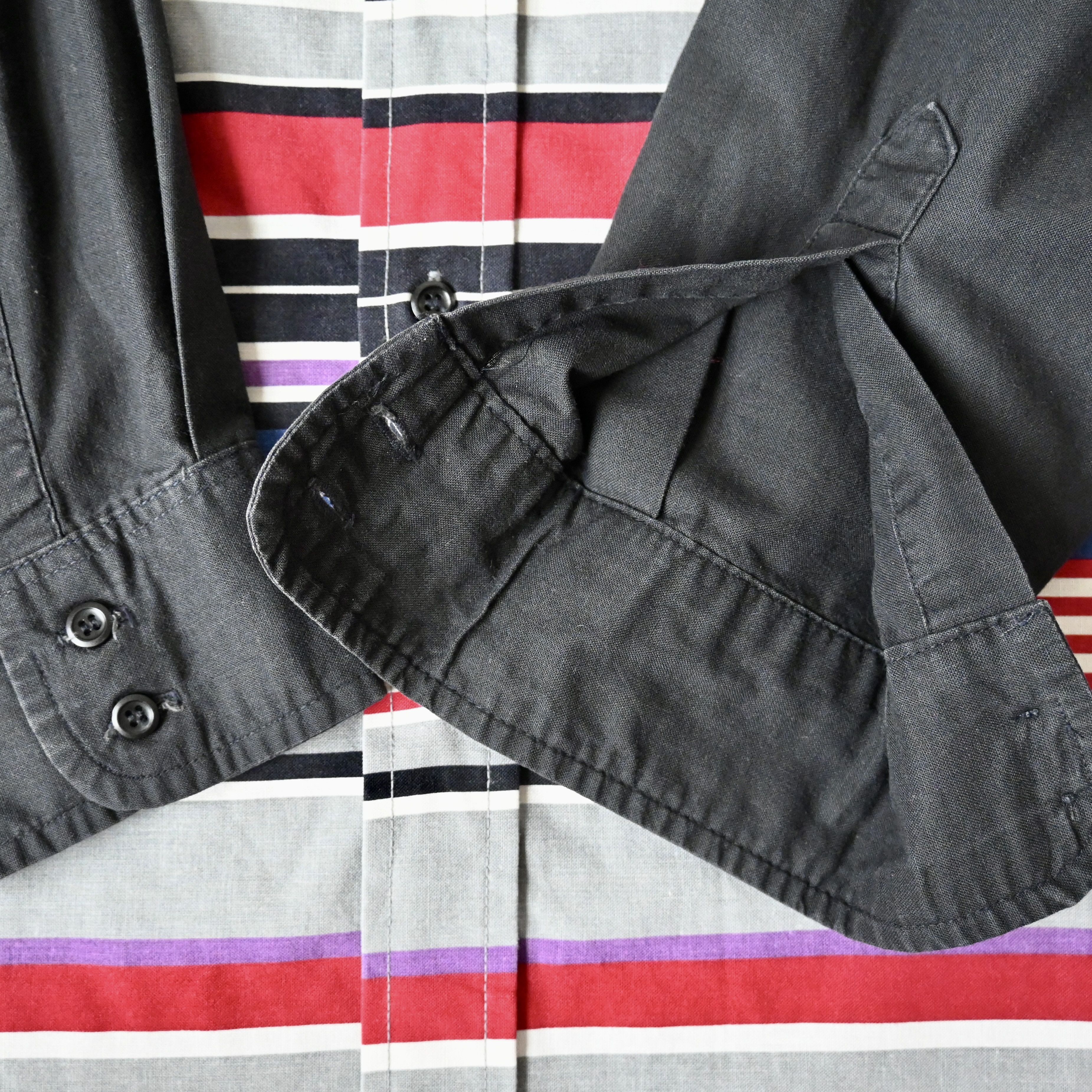 Vintage 90s Wrangler black x multi horizontal stripes western shirt Size US L / EU 52-54 / 3 - 9 Thumbnail