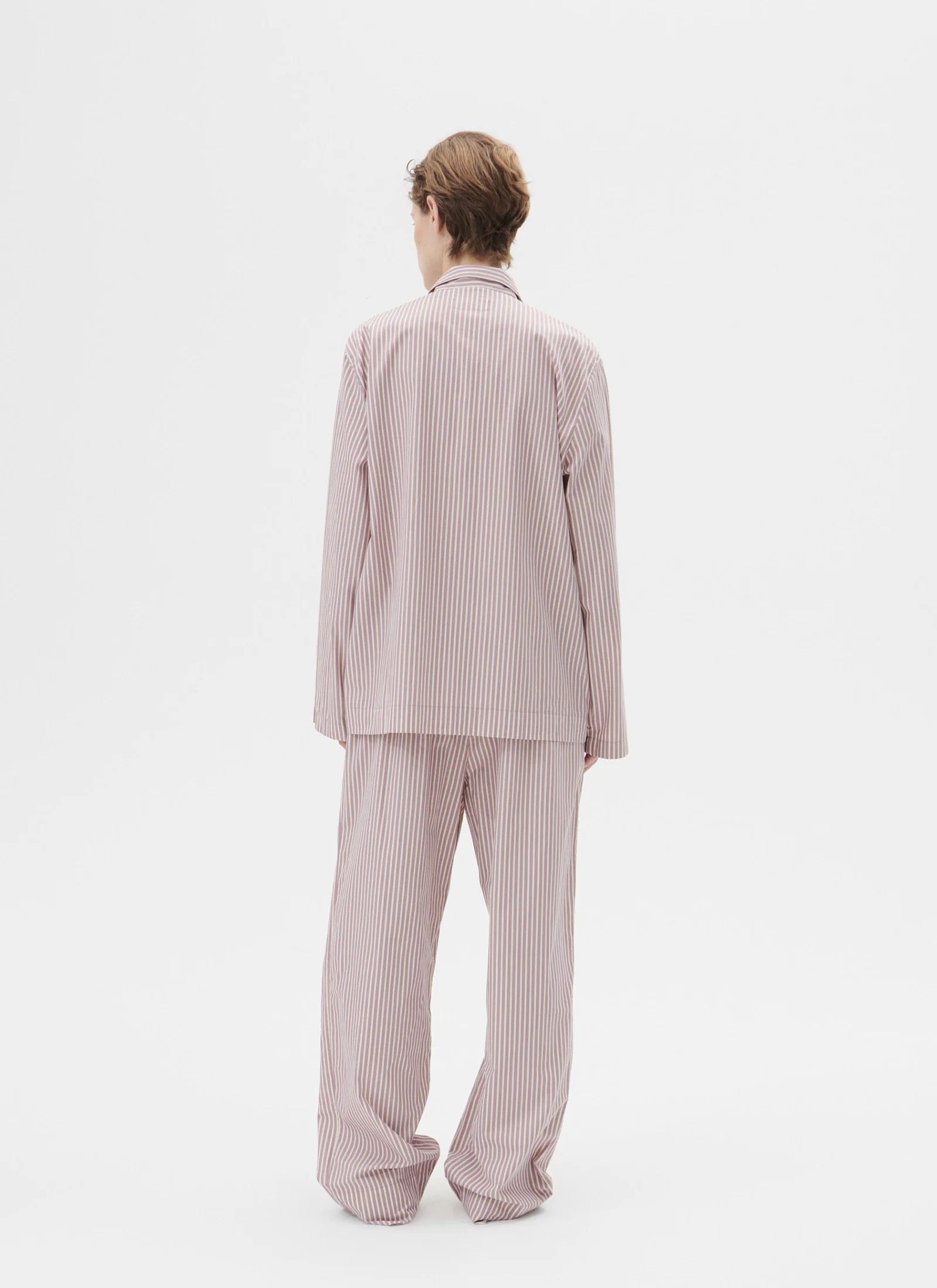 Tekla o1mle0525 Unisex Poplin Pyjamas Pants Skipper Stripes Pink Size 22" - 3 Thumbnail