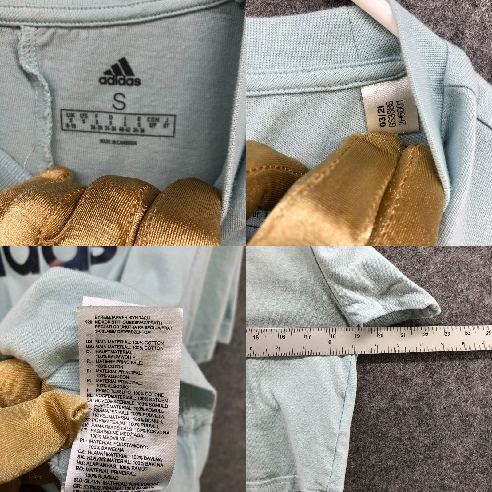 Adidas VINTAGE Adidas Cropped T-Shirt Womens S Light Blue Oversized Short Sleeve Logo Casual Activewear Size S / US 4 / IT 40 - 8 Thumbnail