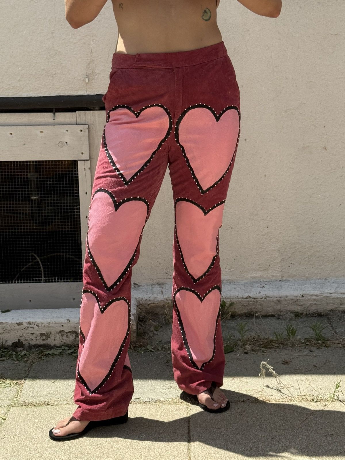 Vintage Hand Painted Suede Pants Size 32" / US 10 / IT 46 - 3 Thumbnail