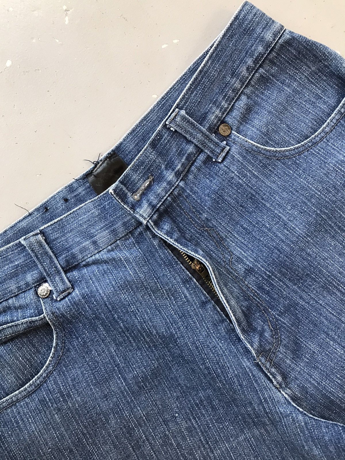 Vintage Vintage raw blue crazy patterns printed denim jort Size US 34 / EU 50 - 4 Thumbnail