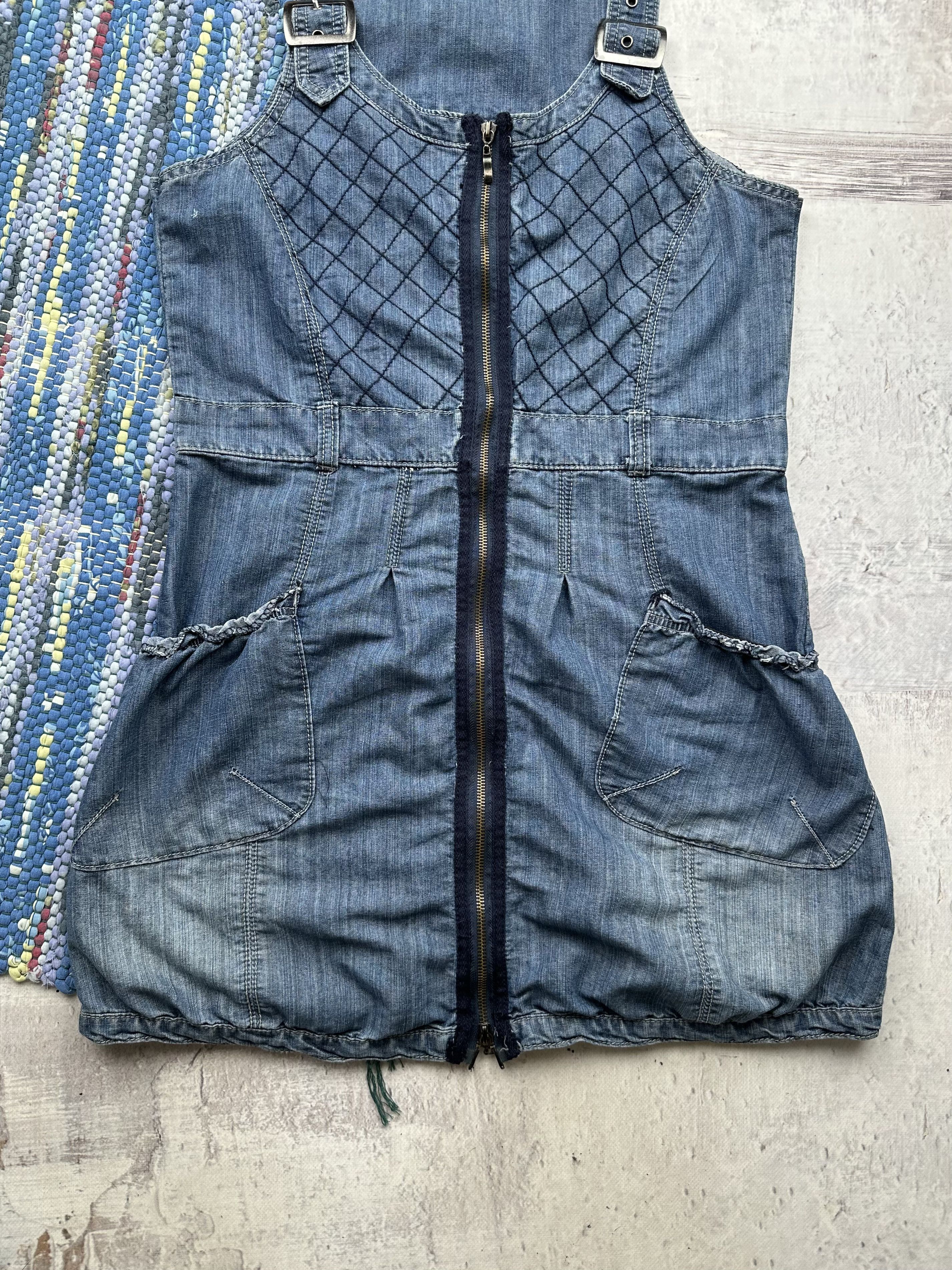 Japanese Brand Vintage Denim Dress With Shoulders Belted A181(281) Size M / US 6-8 / IT 42-44 - 3 Thumbnail