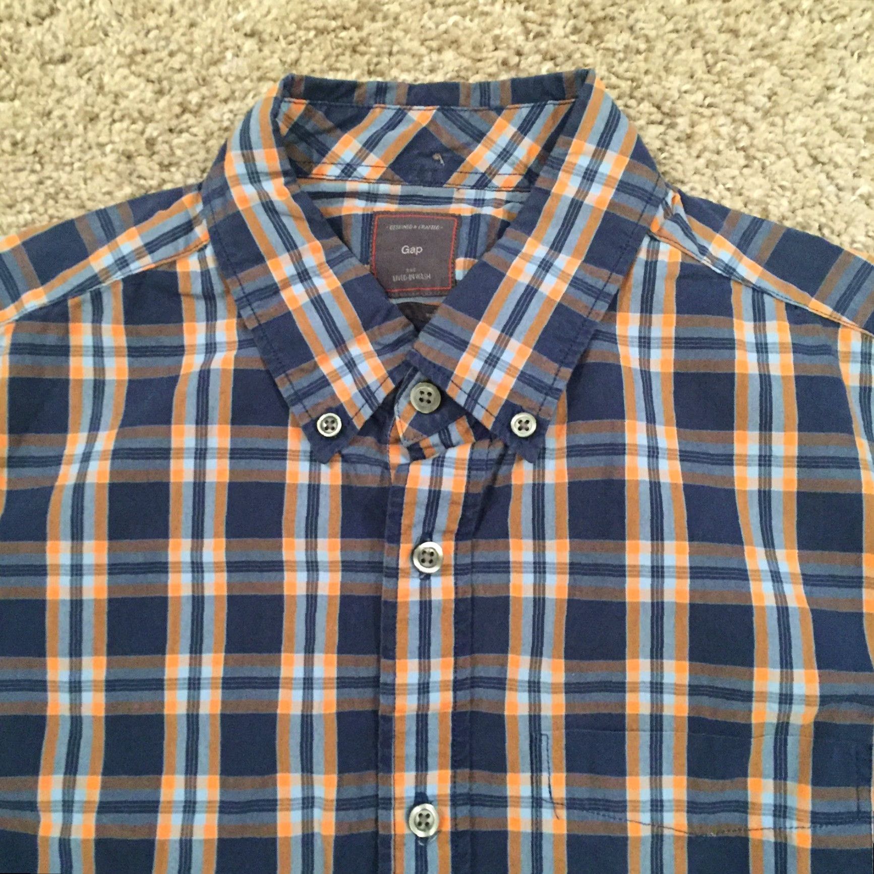 Gap Gap Button-Up Shirt Mens Medium Blue Orange Plaid Long Sleeve Casual Size US M / EU 48-50 / 2 - 3 Thumbnail