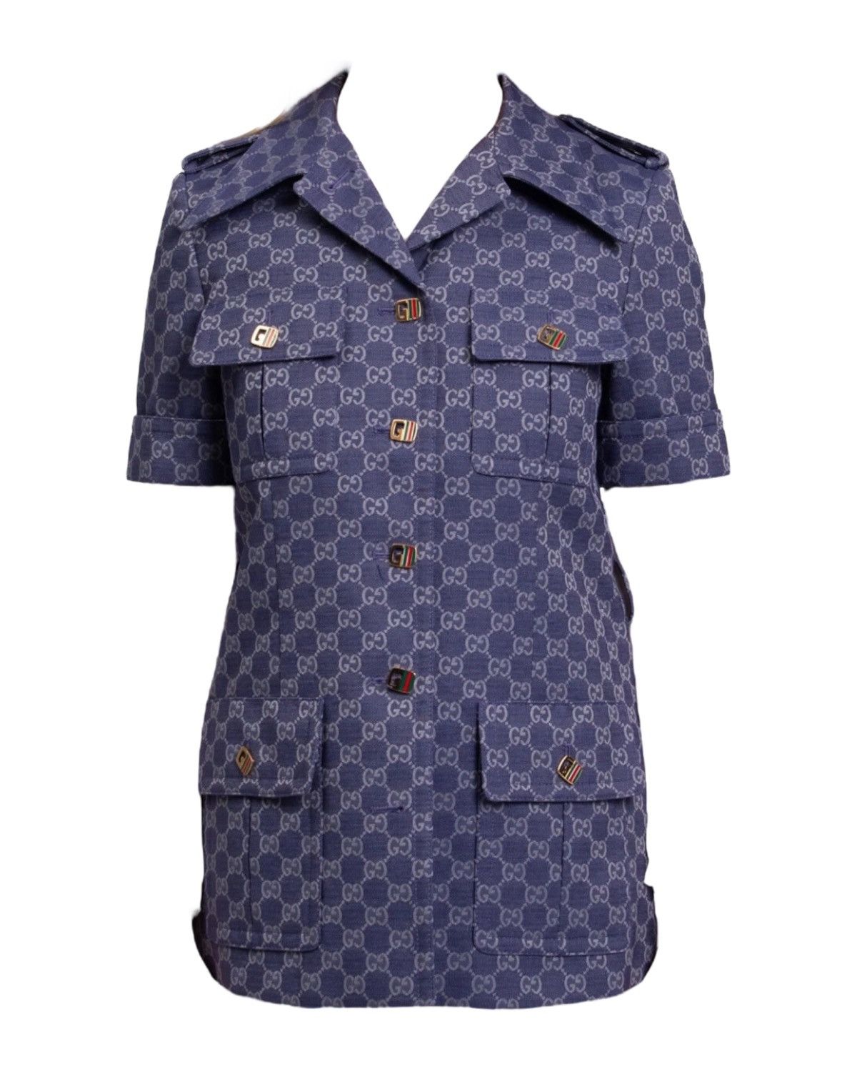 Gucci Gucci Interlocking GG Canvas Jacket Shirt in Blue Size M / US 6-8 / IT 42-44 - 2 Thumbnail