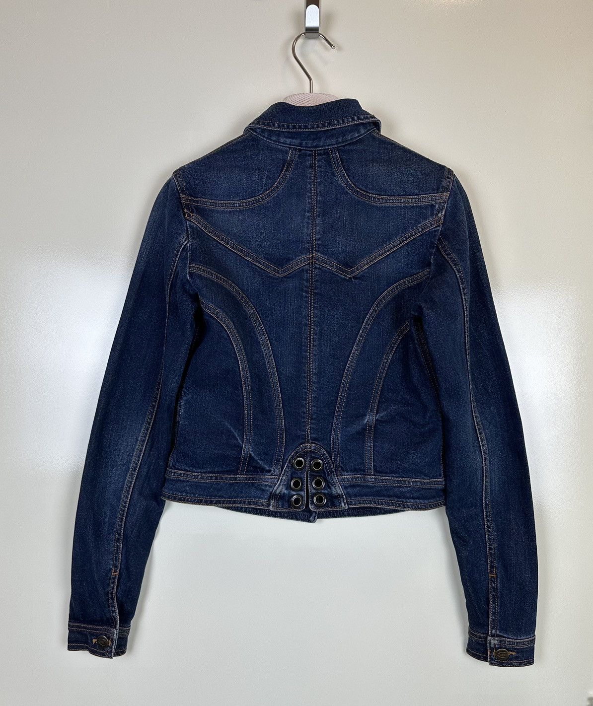 Just Cavalli × Roberto Cavalli × Vintage Just Cavalli denim vintage jacket blue biker moto cropped Size XS / US 0-2 / IT 36-38 - 11 Thumbnail