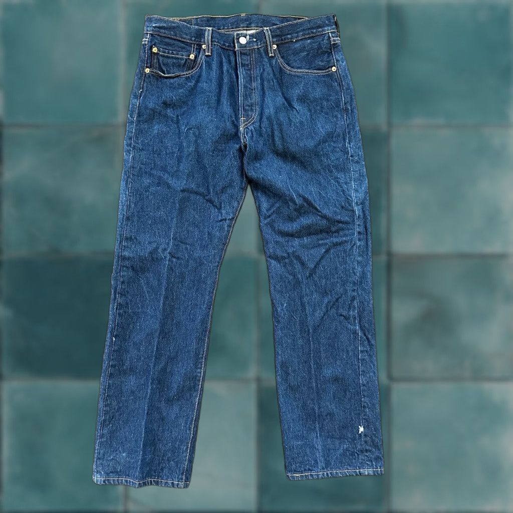 Levi's VINTAGE Levi's 501 XX Jeans (Button Fly) Denim Dark Wash 35x34 90s Denim Men Jeans Straight 35x34 90s Levi's 501 Series Mens Size US 35 - 1 Thumbnail