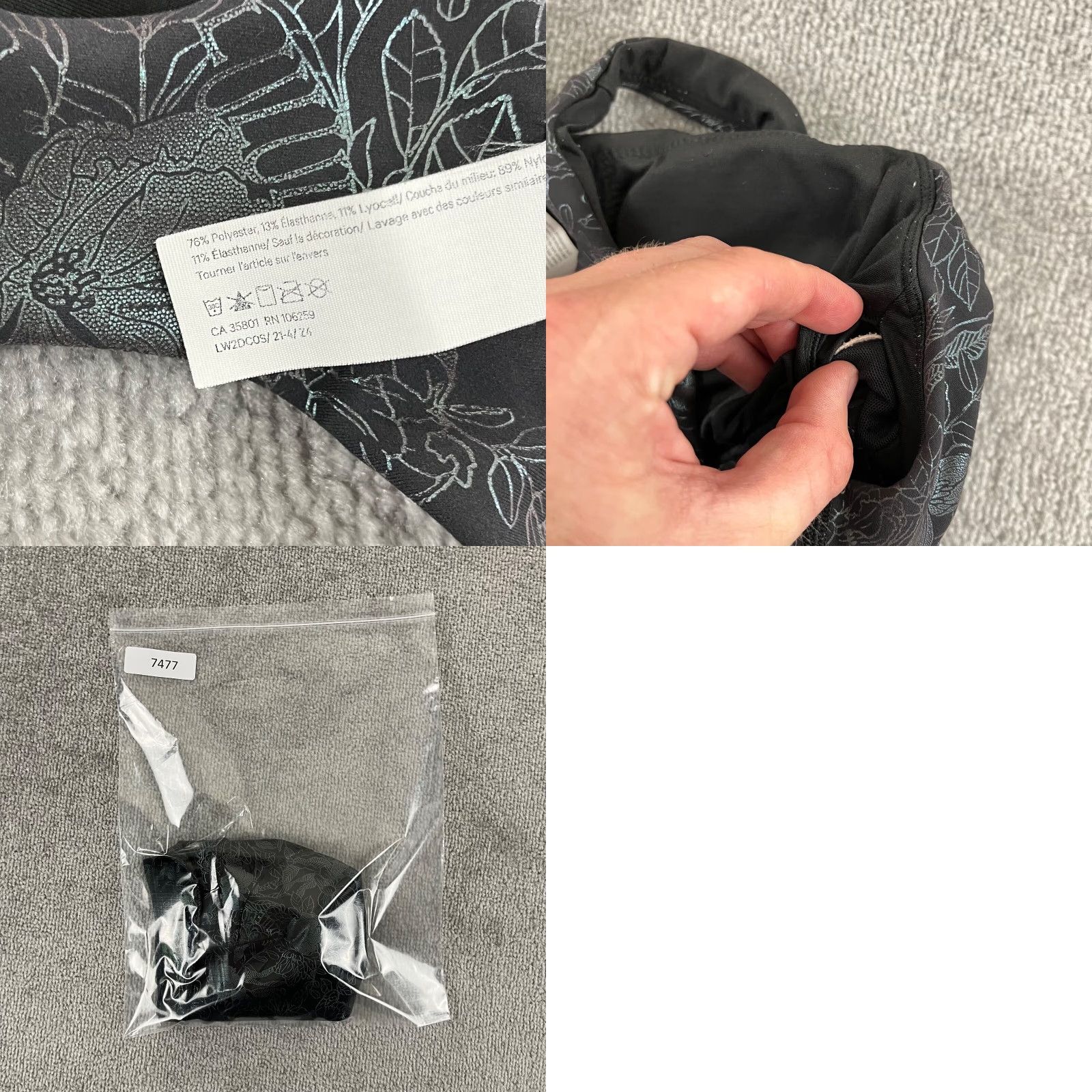 Lululemon LULULEMON Wunder Train Long Line Bra Womens Size 6 Black LW2DC0S Flourish Size ONE SIZE - 8 Thumbnail