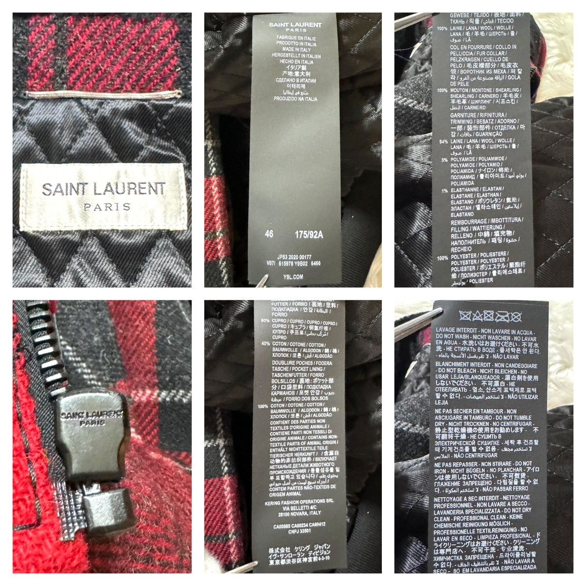 Saint Laurent Paris Saint Laurent Paris, fur collar, check pattern jacket Size US S / EU 44-46 / 1 - 2 Thumbnail