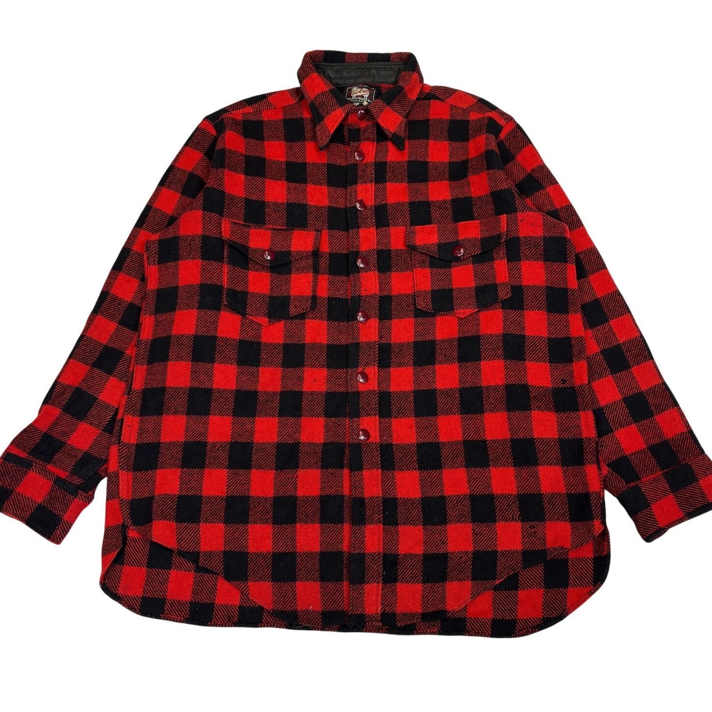 Woolrich Woolen Mills Vintage 1940s Woolrich Buffalo Plaid Button Up Wool Shirt XL Size US XL / EU 56 / 4 - 1 Thumbnail