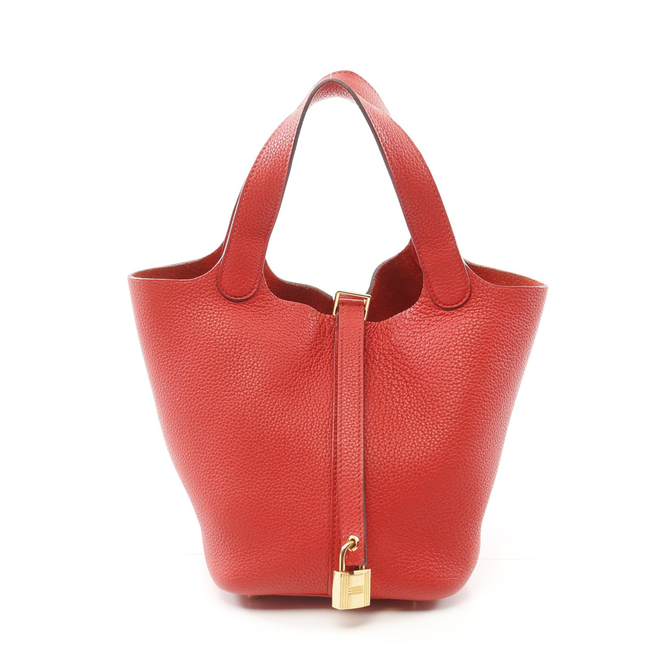 Hermes Hermes Picotan Lock Pm Rouge Tomato Handbag Clemence Leather Red Gold Hardware Y Stamp Size ONE SIZE - 1 Thumbnail