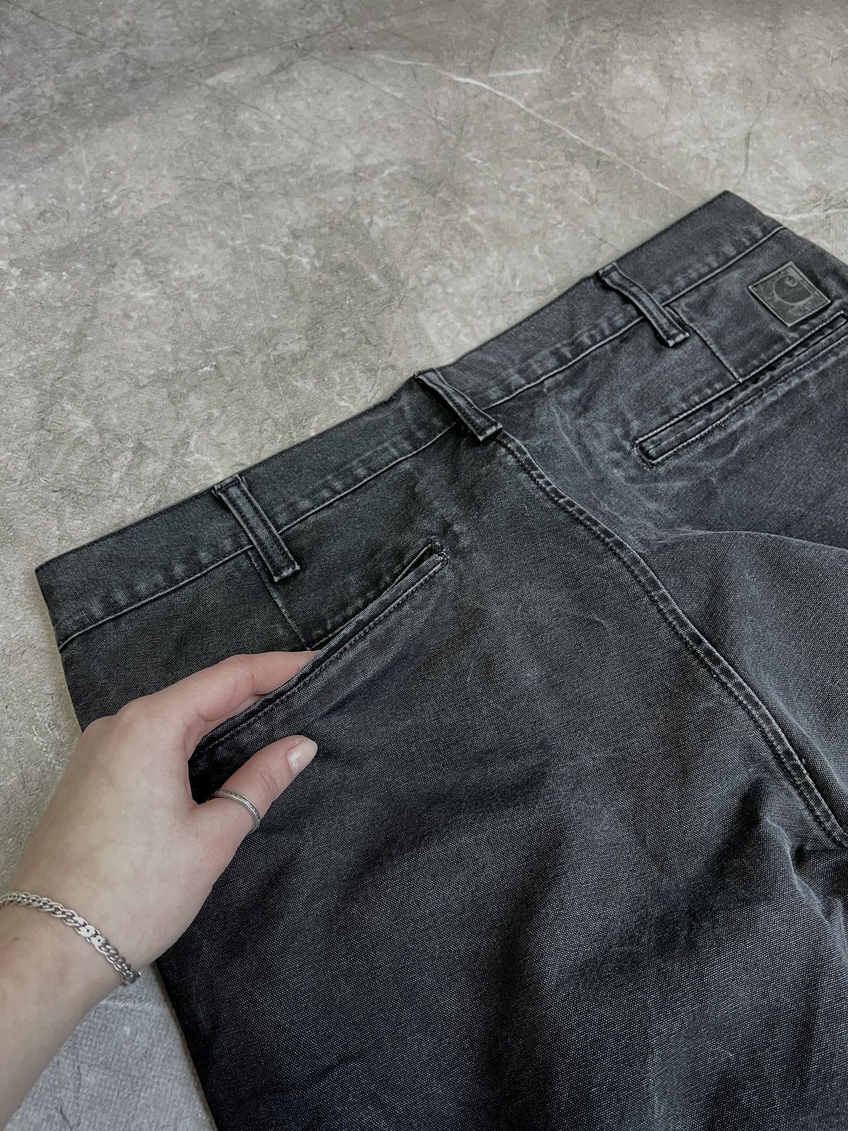 Carhartt Carpenter washed distressed black pants y2k Carhartt Size US 33 - 11 Thumbnail