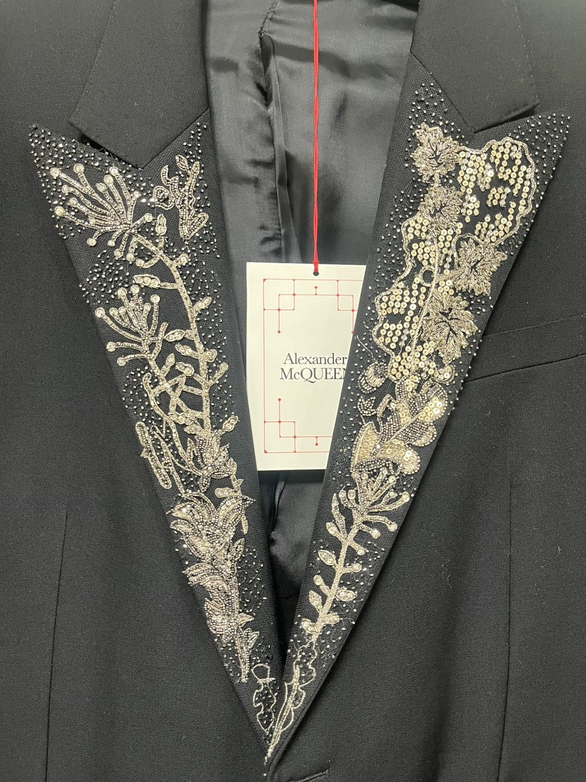 Alexander McQueen Embellished Floral-Lapel Tuxedo Jacket Sz 54R EU(43R US) Size 54R - 2 Thumbnail