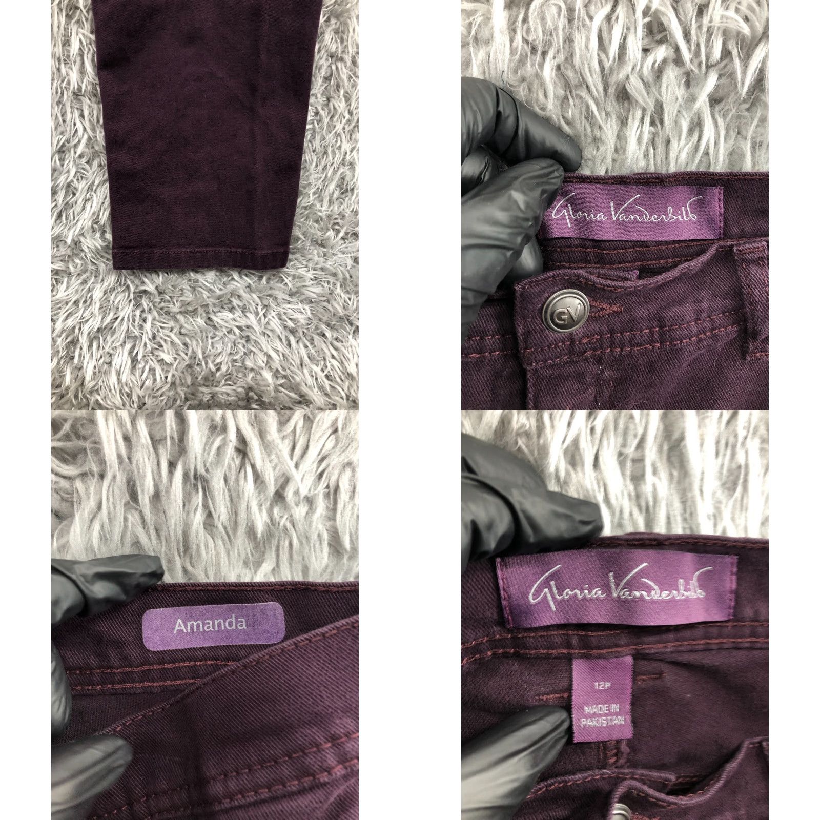 Gloria Vanderbilt Gloria Vanderbilt Pants Women 12P Petite Purple Dress Pants Elastic Waist Pockets Flat Front Zip Knit Polyester Solid Size 34" / US 12 / IT 48 - 8 Thumbnail