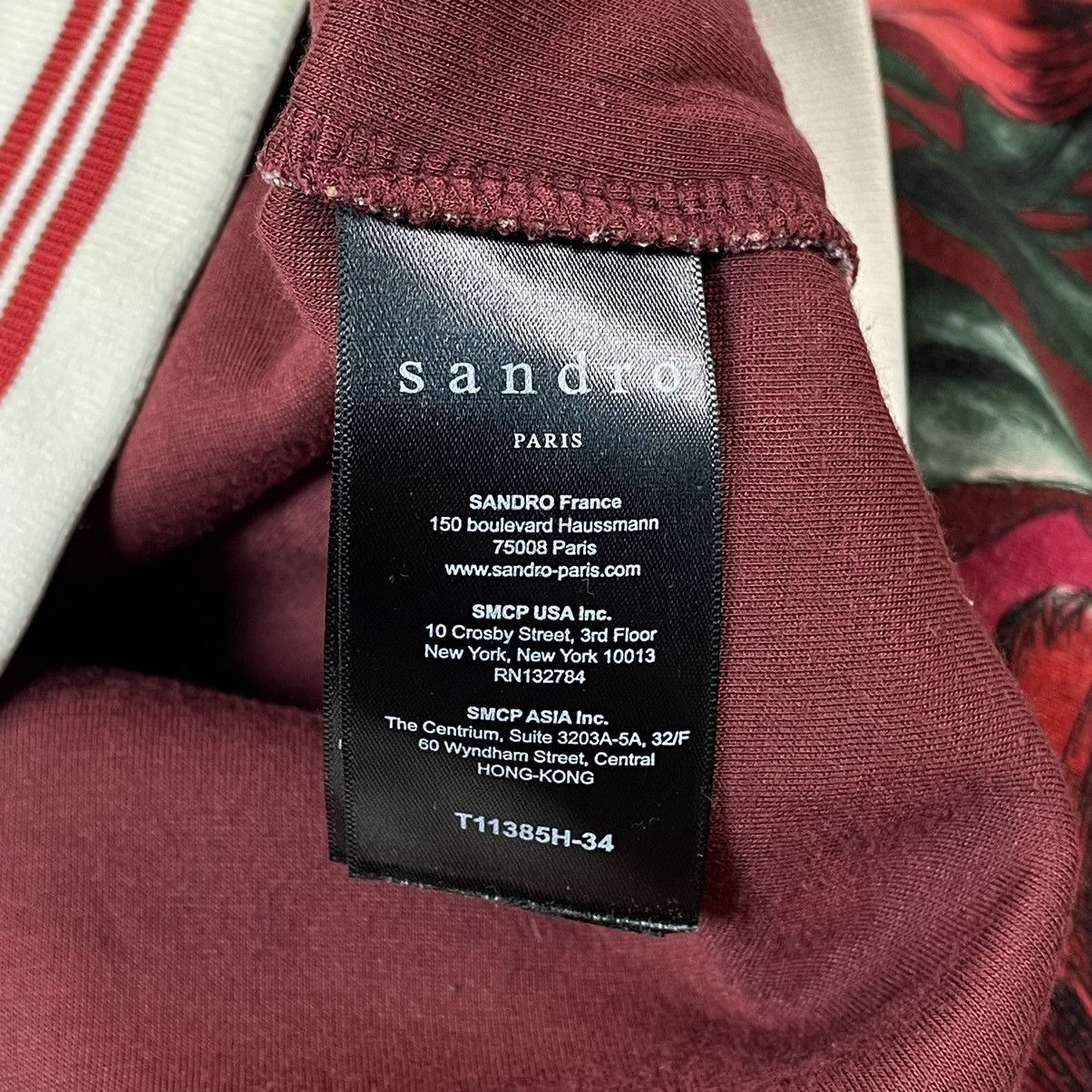 Sandro Sandro Paris Floral Print Viscose Burgundy Hoodie Size XS / US 0-2 / IT 36-38 - 12 Thumbnail