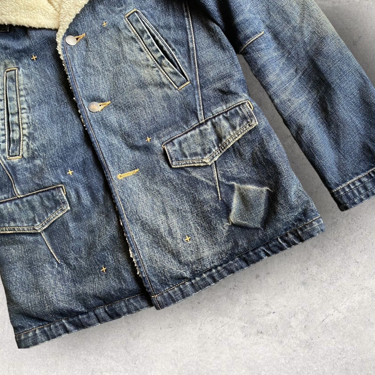 Number (N)ine × Takahiromiyashita The Soloist. FW07 Denim Shearling Jacket Size US S / EU 44-46 / 1 - 2 Thumbnail