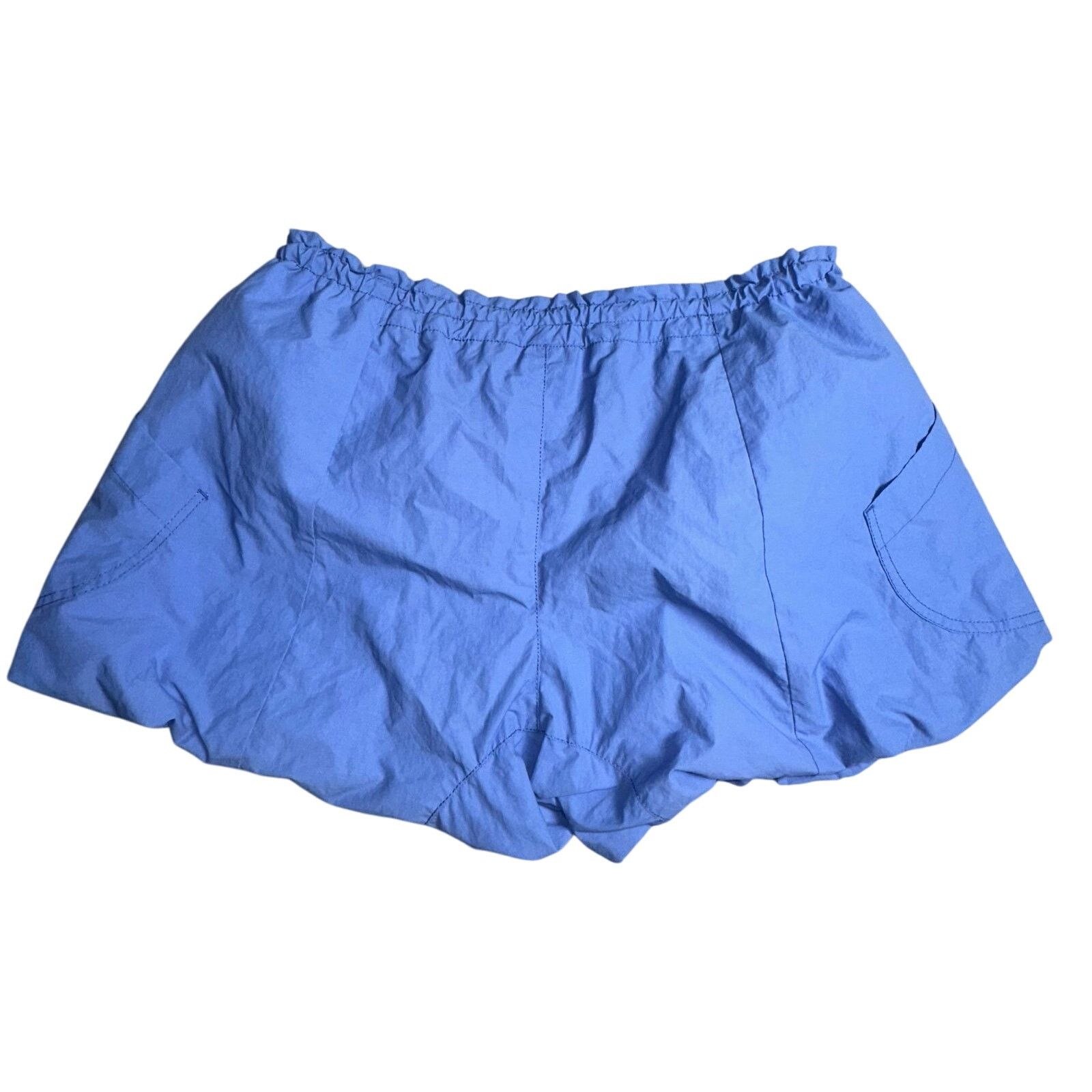 Free People NWT Camp Out Nylon Shorts $88 LARGE Blue Fizz BUBBLE-HEM Size 36" / US 14 / IT 50 - 5 Thumbnail
