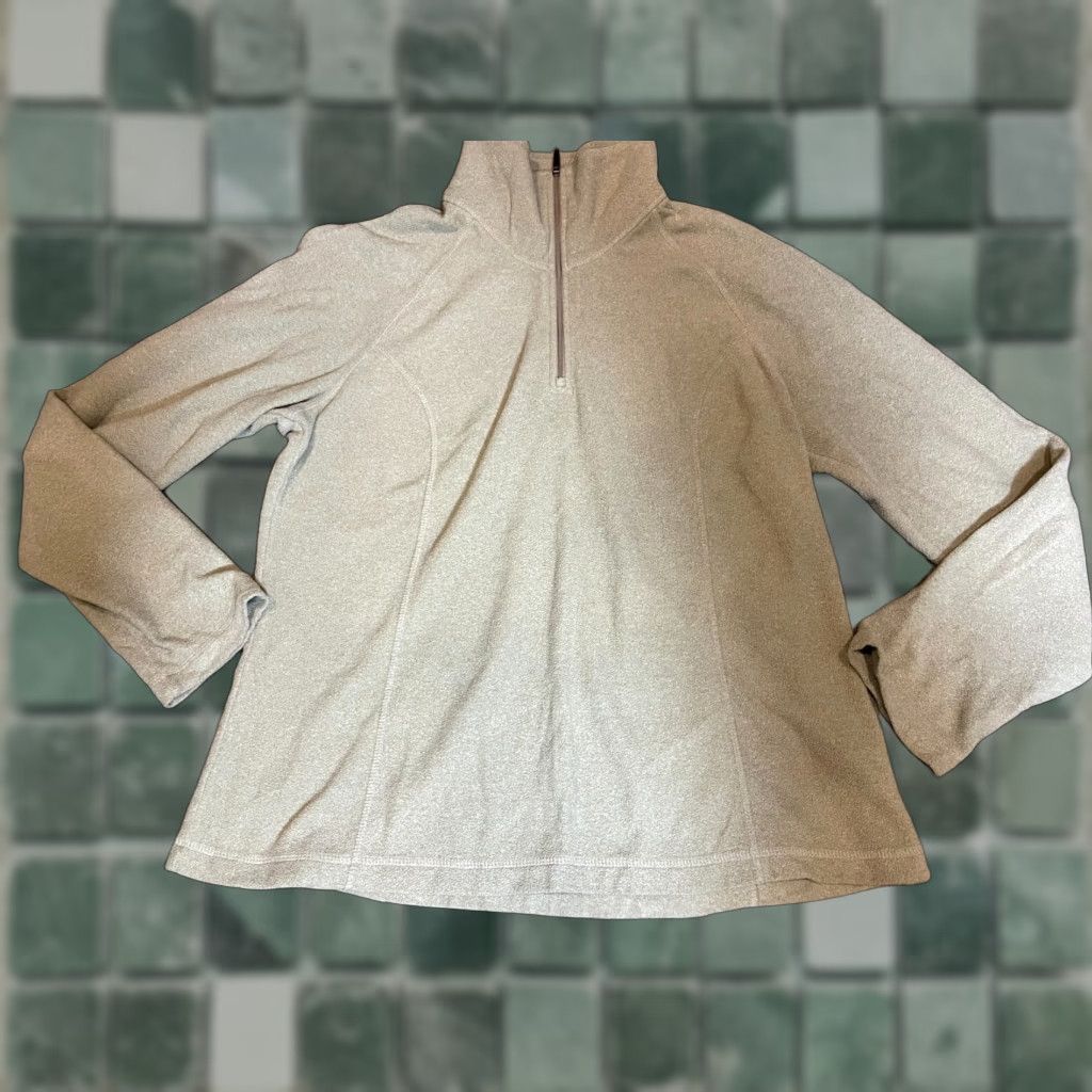 Lands' End Lands' End Sweater Womens M Beige Pull Over 1/4 Zip Long Sleeve Pullover Outdoor Bedrock Style Shirt Womens M Size M / US 6-8 / IT 42-44 - 1 Thumbnail