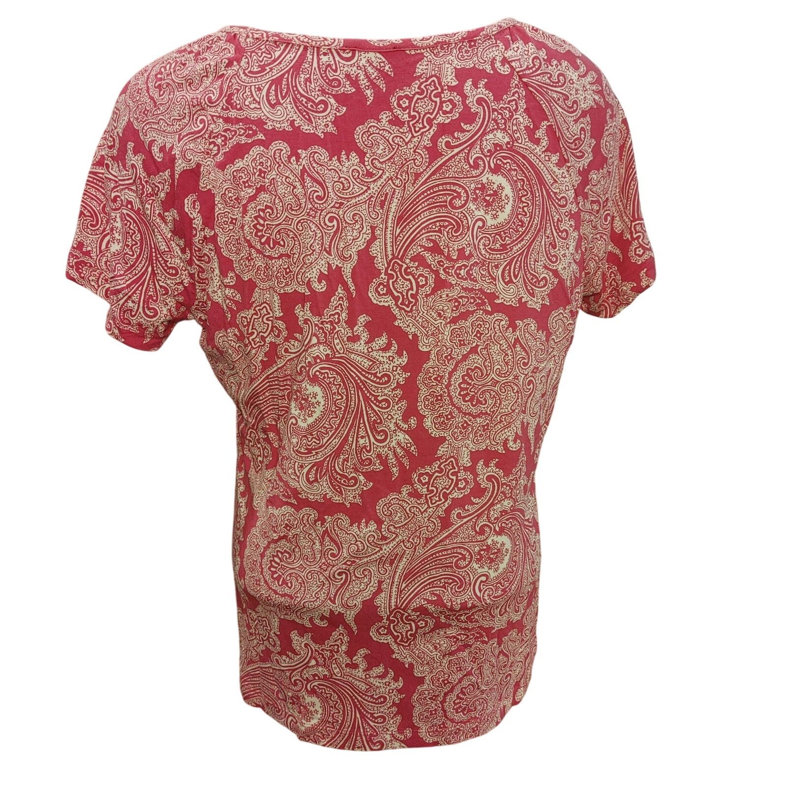 Other Talbots Petites Women's L Hot Pink/White Floral/Paisley Tee Size L / US 10 / IT 46 - 2 Thumbnail