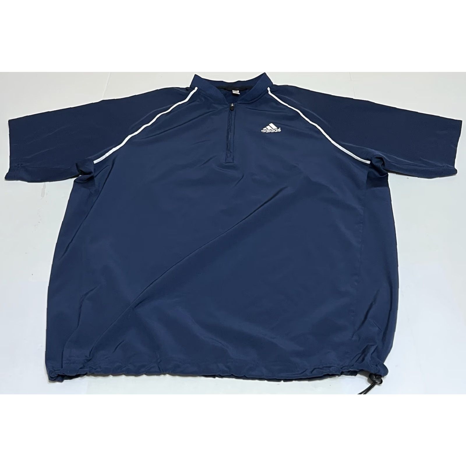 Adidas Adidas Batting Jacket Mens L Blue Short Sleeve Zip Pullover Be​havior: Windbreaker, Activewear, Baseball Size US 33 - 2 Thumbnail
