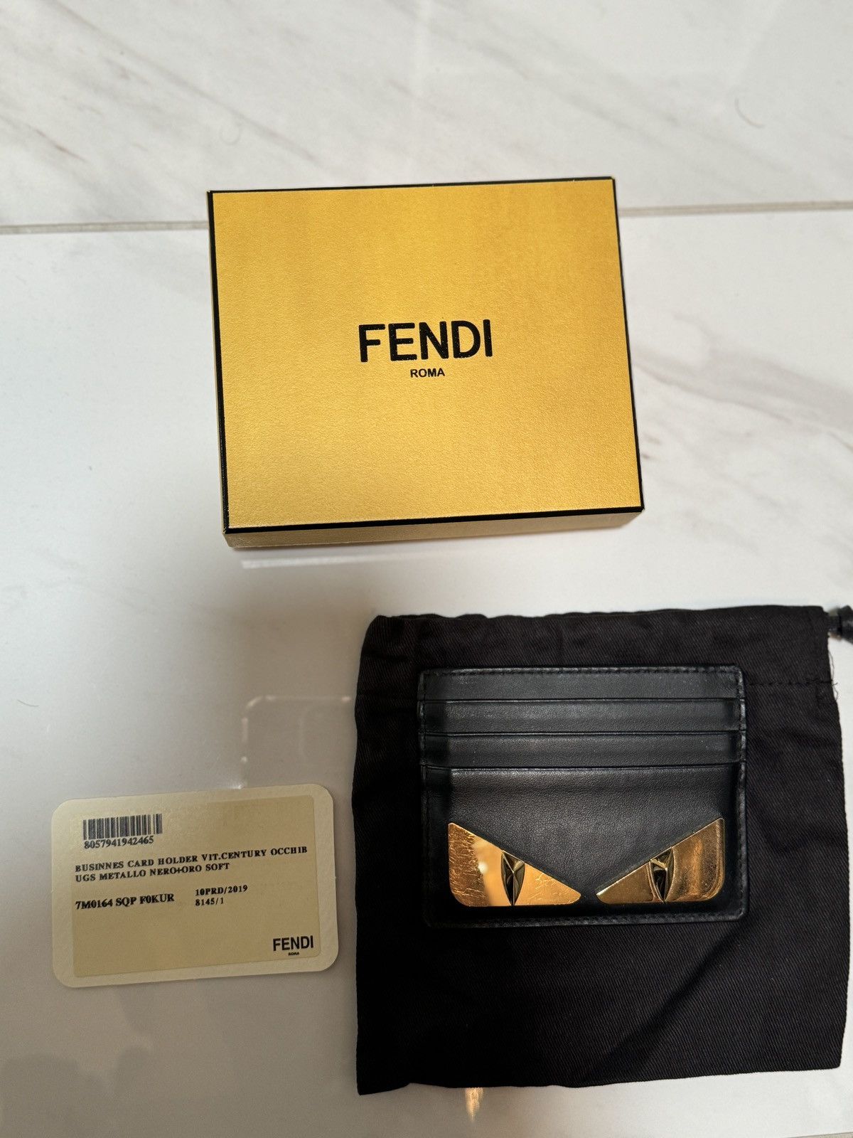 Fendi FENDI Vitello Liberty Lucido Metal Monster Eyes Card Holder Size ONE SIZE - 2 Thumbnail