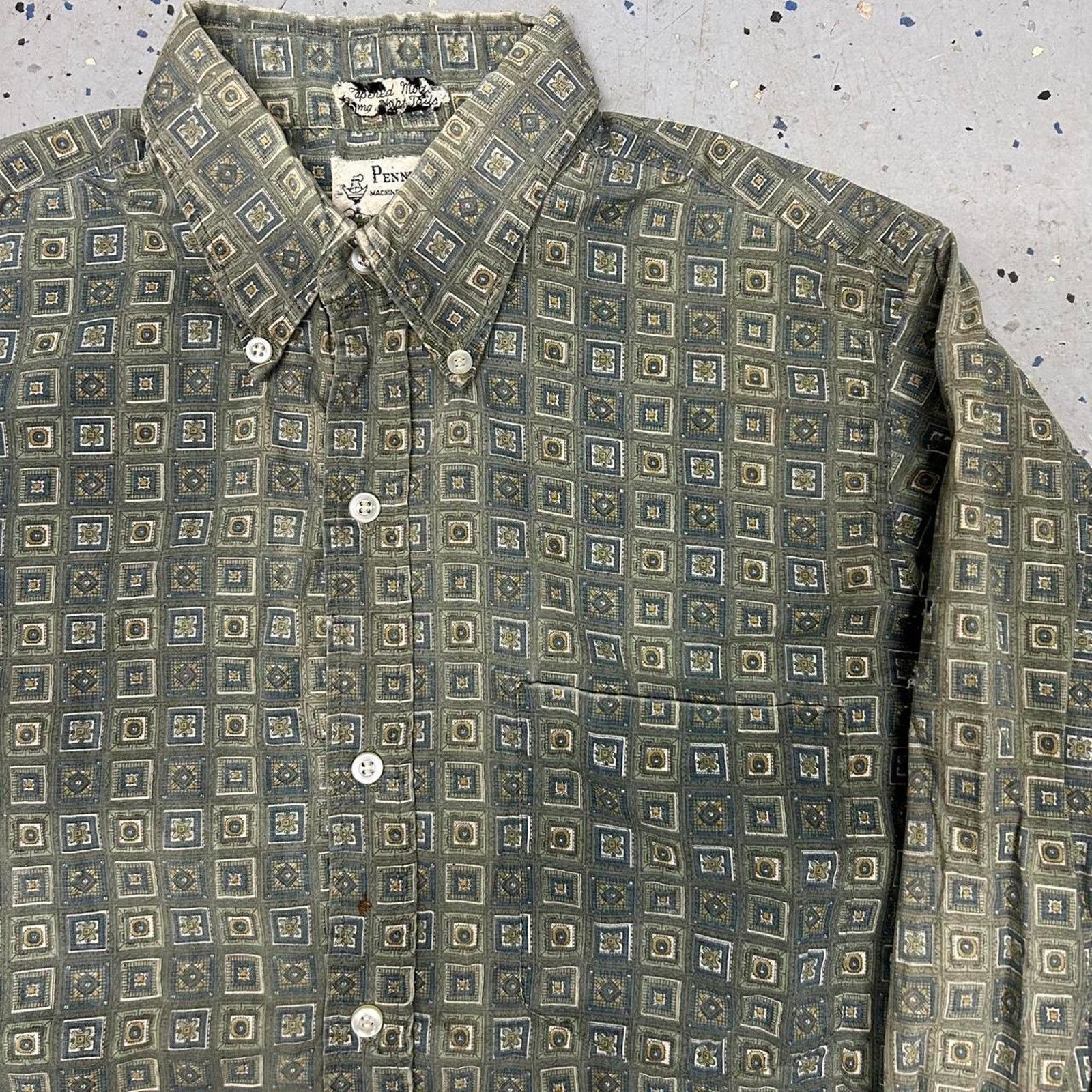 Other 50s/60s Green and cream pennys vintage button-up shirt Size US S / EU 44-46 / 1 - 3 Thumbnail