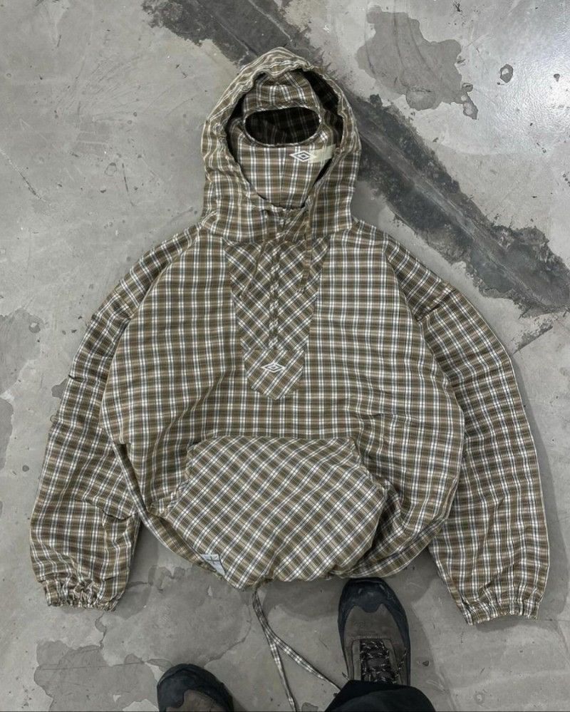 image of Slam Jam Beige Check Mask Anorak, Men's (Size XL)