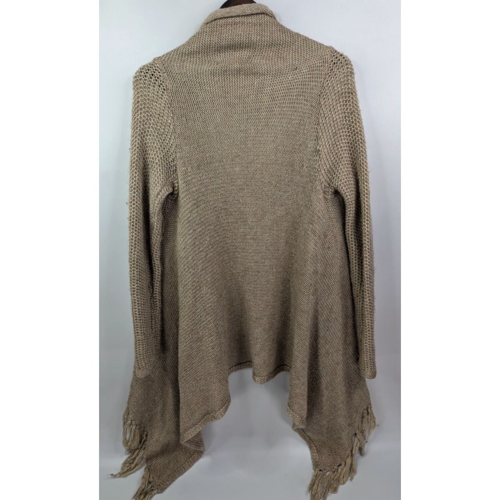 Vintage VINTAGE? (No) Democracy Cardigan Long Sleeve Open Front Fringe Knit Beige Size M Womens Sweater Fringe Hem Cozy Knit Fall Winter Size M / US 6-8 / IT 42-44 - 4 Thumbnail