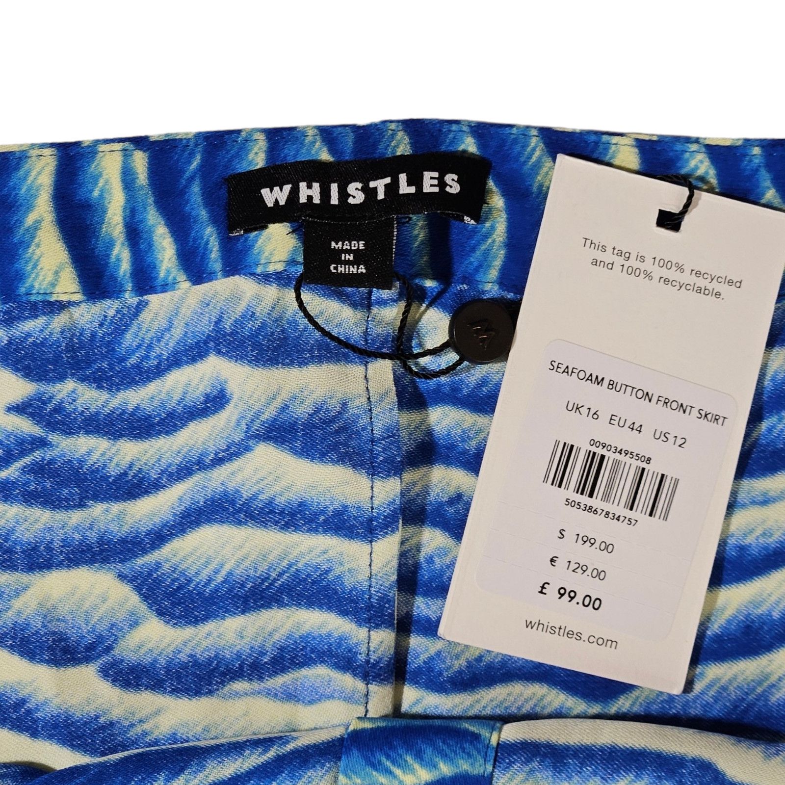 Whistles NWT Whistles Seafoam Button Midi Skirt Sz. 12 Blue Multi Size 34" / US 12 / IT 48 - 5 Thumbnail