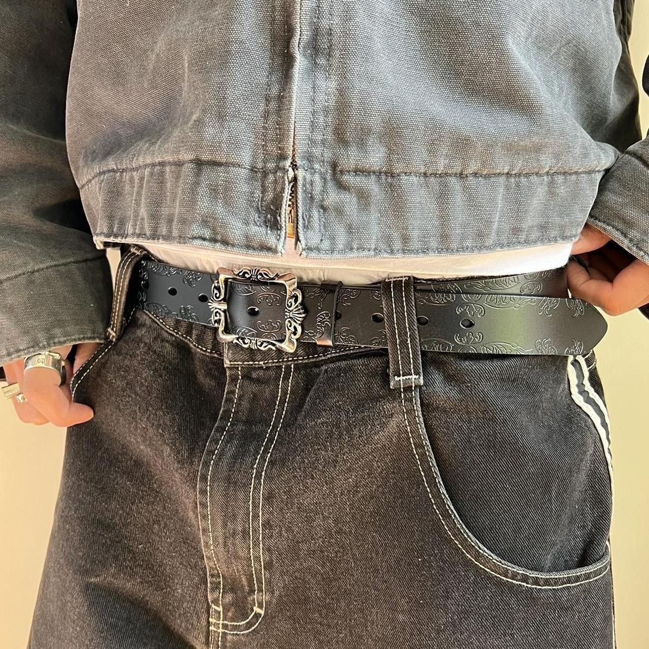 Cowboy Equipment × Vintage vintage style black american western floral design belt Size ONE SIZE - 3 Thumbnail