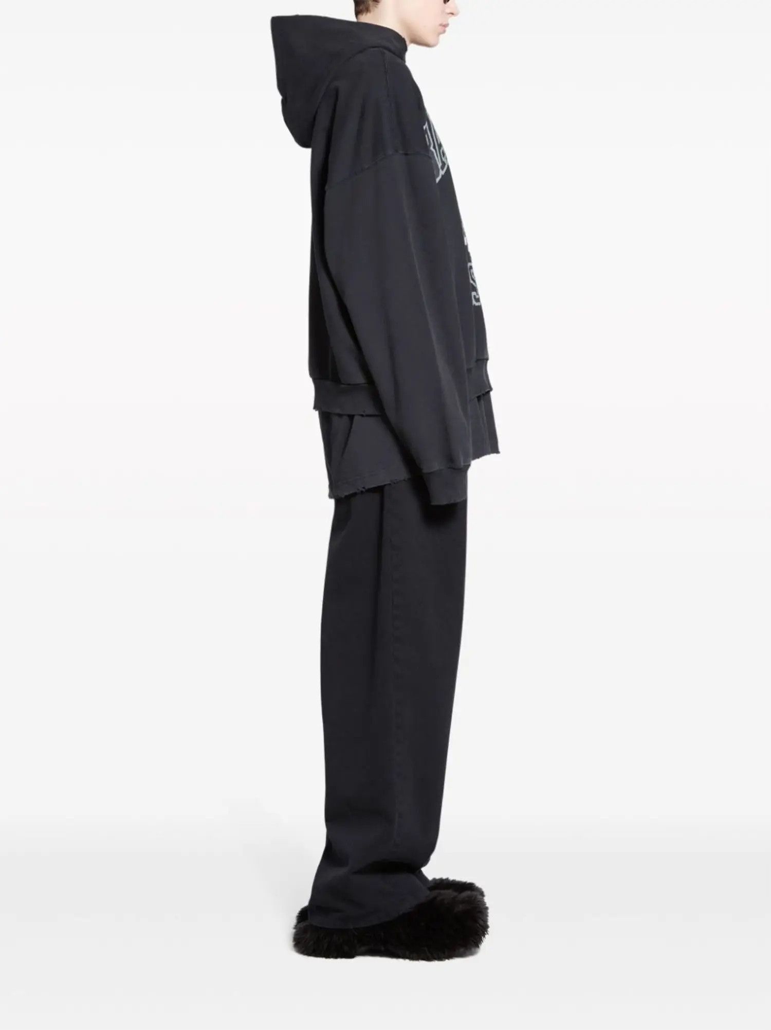 Balenciaga o1srvl11e0426 DIY College Hoodie Medium Fit in Black Size US XXS / EU 40 - 3 Thumbnail