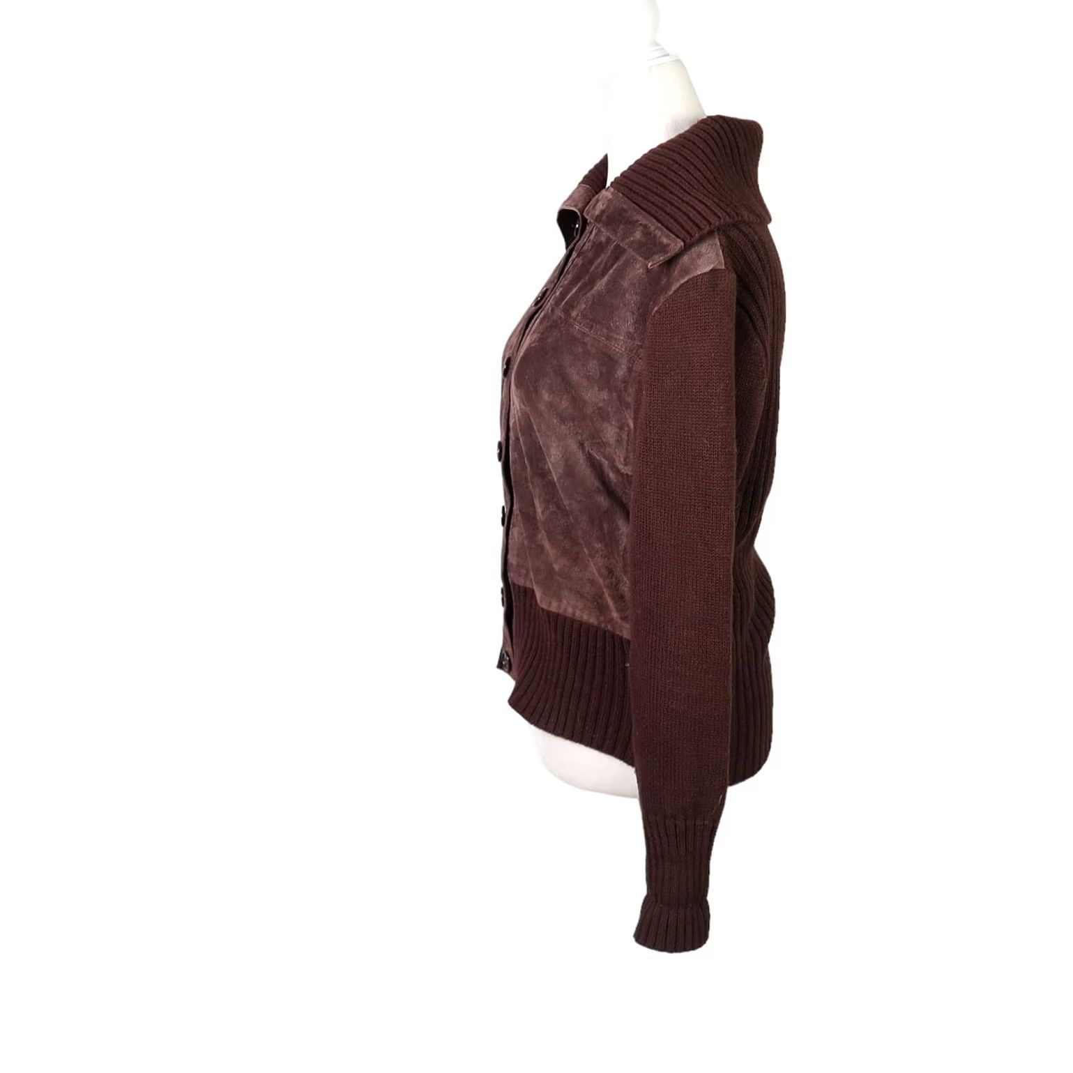 Vintage VINTAGE Maurice Sasson brown suede leather and knit jacket Motorcycle Jacket 90s M Womens Brown N/A Size M / US 6-8 / IT 42-44 - 3 Thumbnail