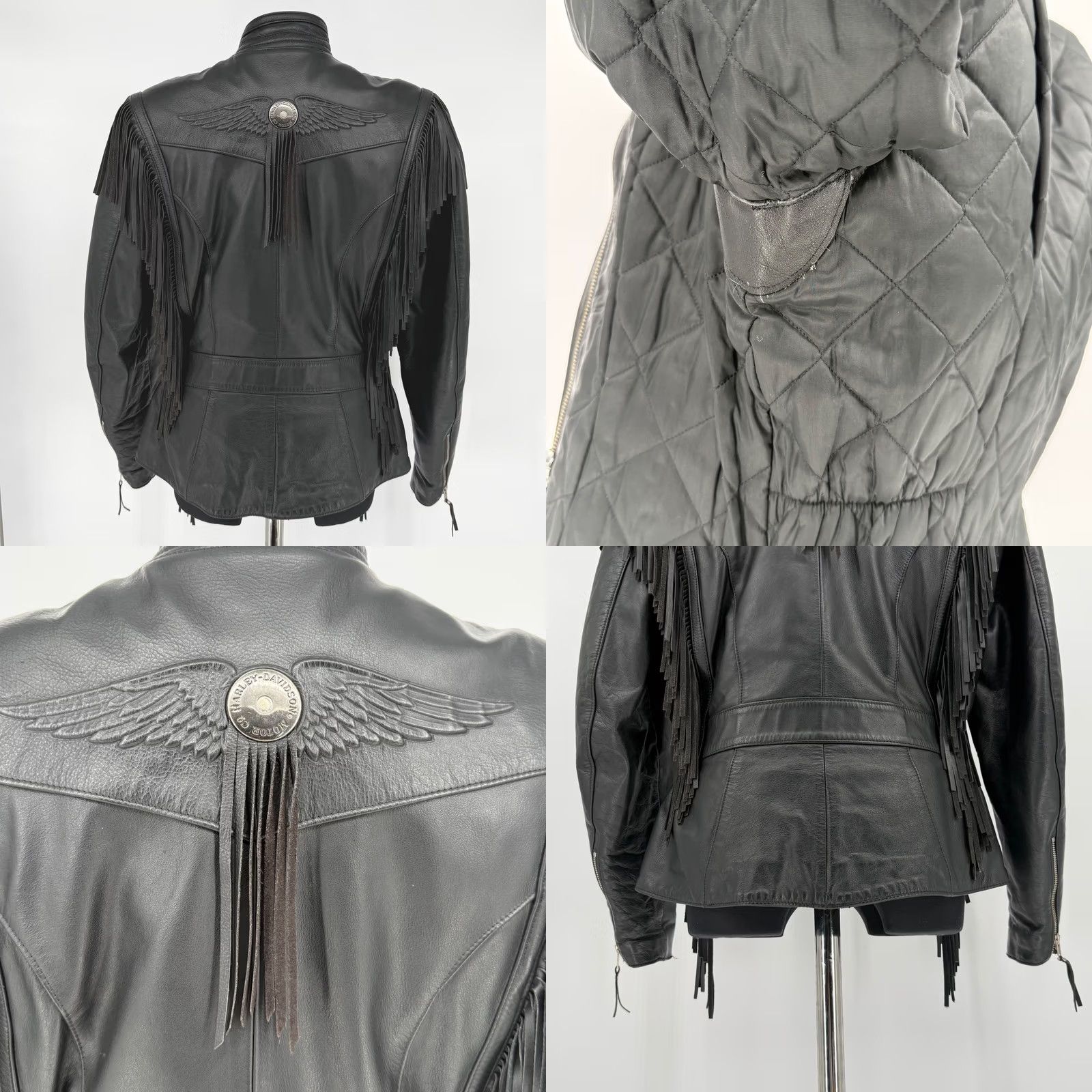 Harley Davidson VINTAGE Harley Davidson Womens Black Leather Fringe Motorcycle Jacket Sz Medium Size M / US 6-8 / IT 42-44 - 8 Thumbnail