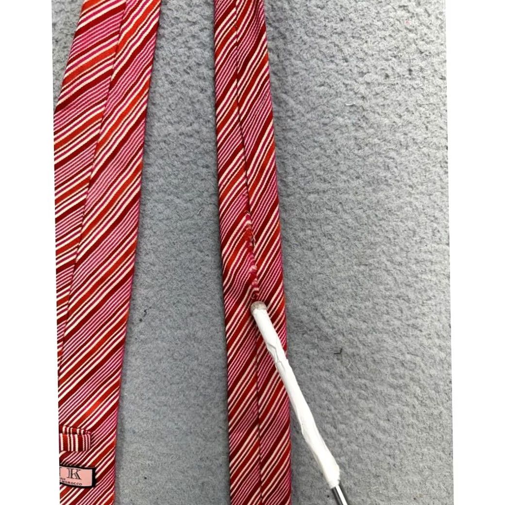 Vintage Thomas Pink Tie Mens One Size Pink Red Striped Suit Office Casual Necktie Size 44L - 3 Thumbnail