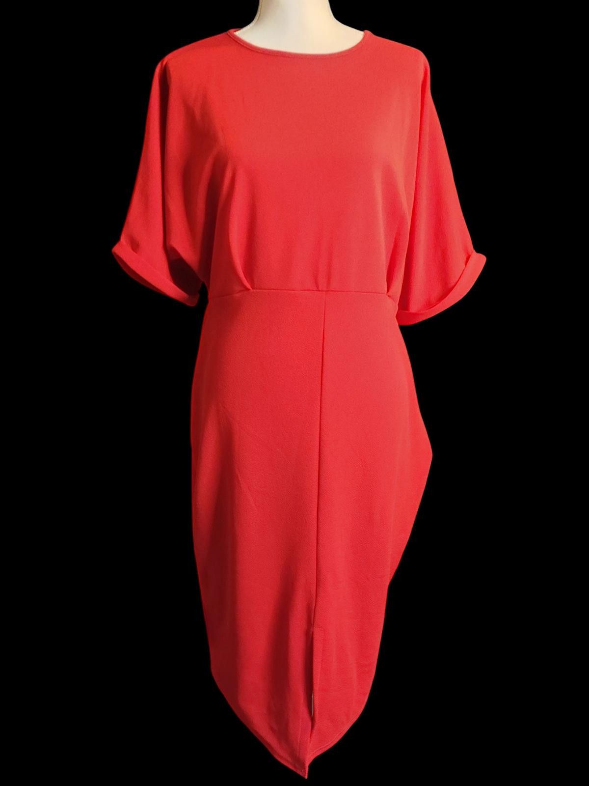 Boohoo Boohoo Women's Red Midi Dress with Short Sleeves Size XXL / US 16-18 / IT 52-54 - 3 Thumbnail