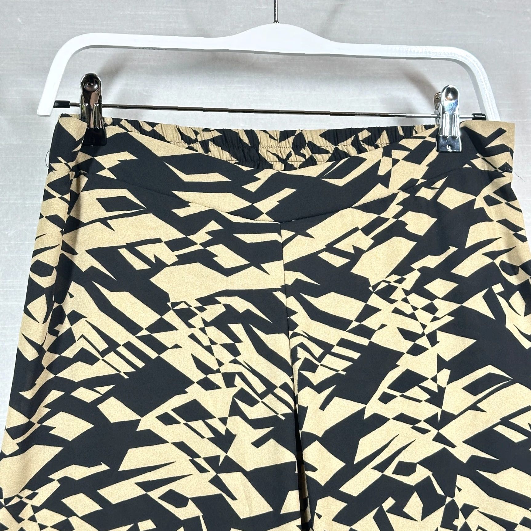 Vintage Arden B Pants Woman Small Black Tan Silk Geometric Flare Lightweight Boho Size 28" / US 6 / IT 42 - 3 Thumbnail
