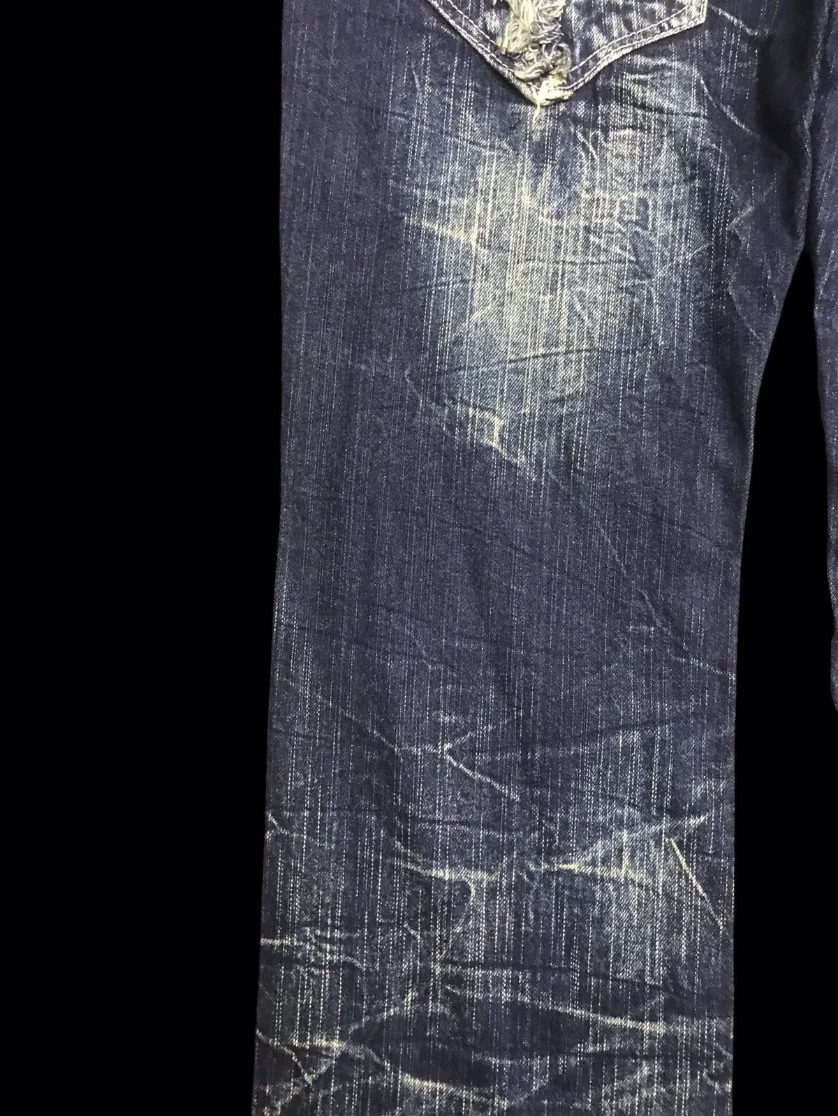 Japanese Brand 💥DOUBLE WAIST💥BLOW BY BLUE INDIGO CRAZY FADES DENIM F314 Size US 33 - 13 Thumbnail